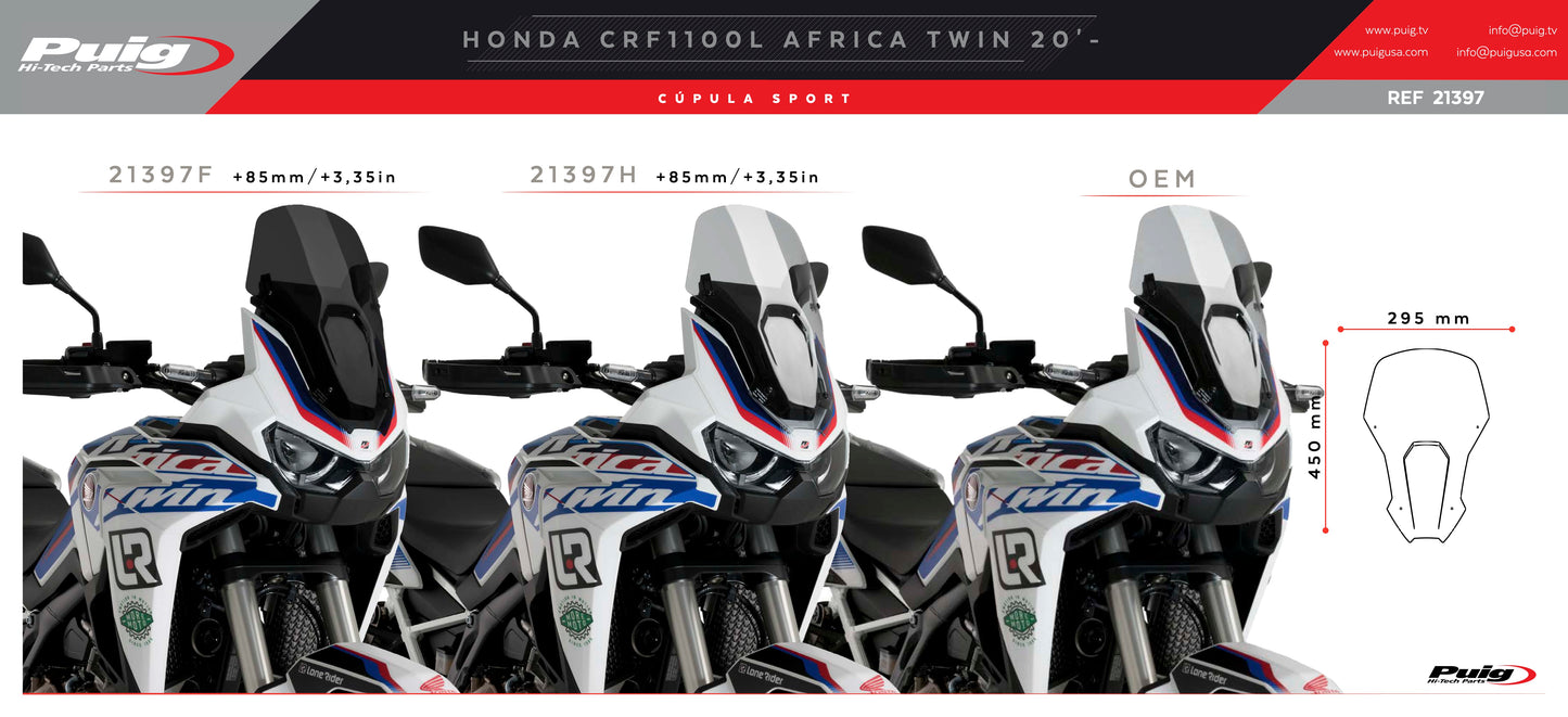 Puig Sport Windscreen Honda Africa Twin CRF1100L 2020-2023