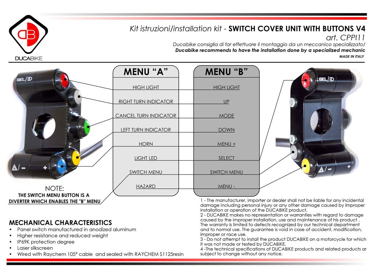 DBK Buttons Handlebar Ducati Panigale V4 2018-2024 - Adventure Parts