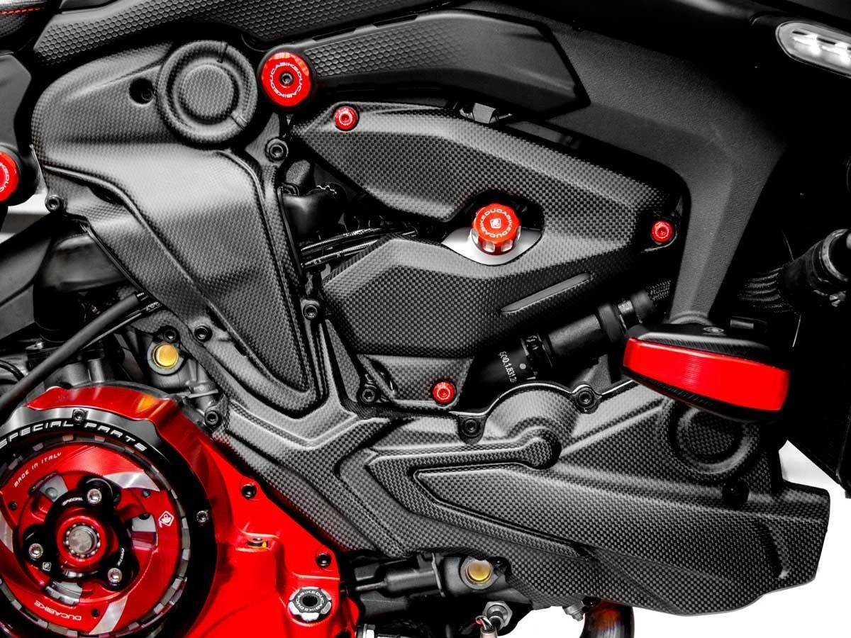DBK Carbon Horizontal Belt Cover Ducati Monster 2021-2025 - Adventure Parts