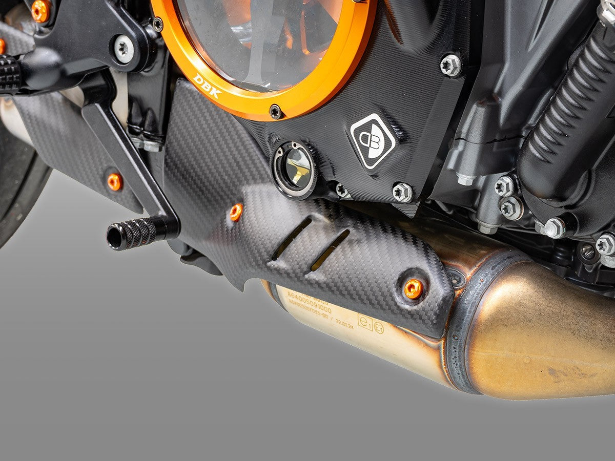 DBK Carbon Exhaust Cover KTM 990 Duke 2024-2025 - Adventure Parts