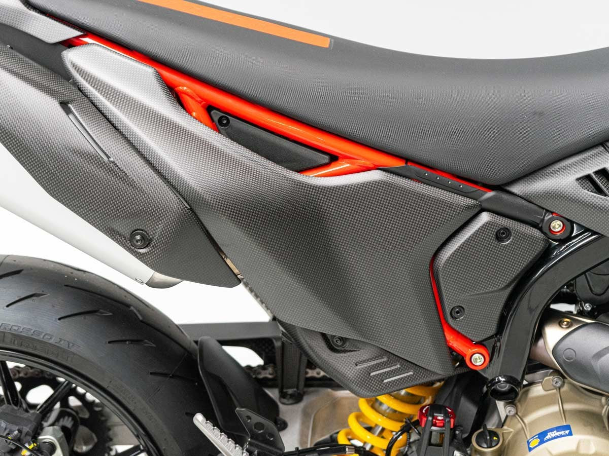 DBK Carbon Seat Side Covers Mono Matt Ducati Hypermotard 698 2024-2025 - Adventure Parts
