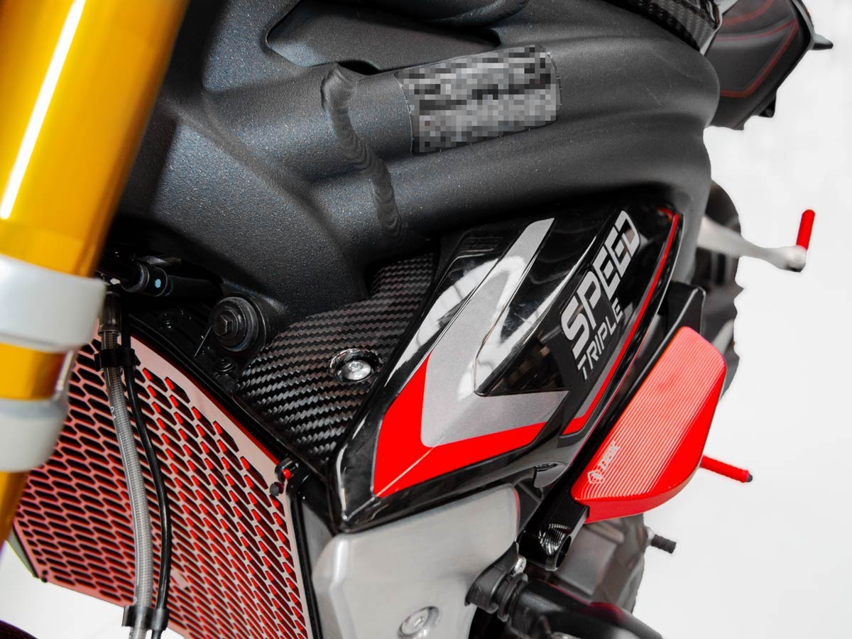 DBK Internal Radiator Panels Glossy Carbon Side Panels Triumph Speed Triple 1200 2021-2025