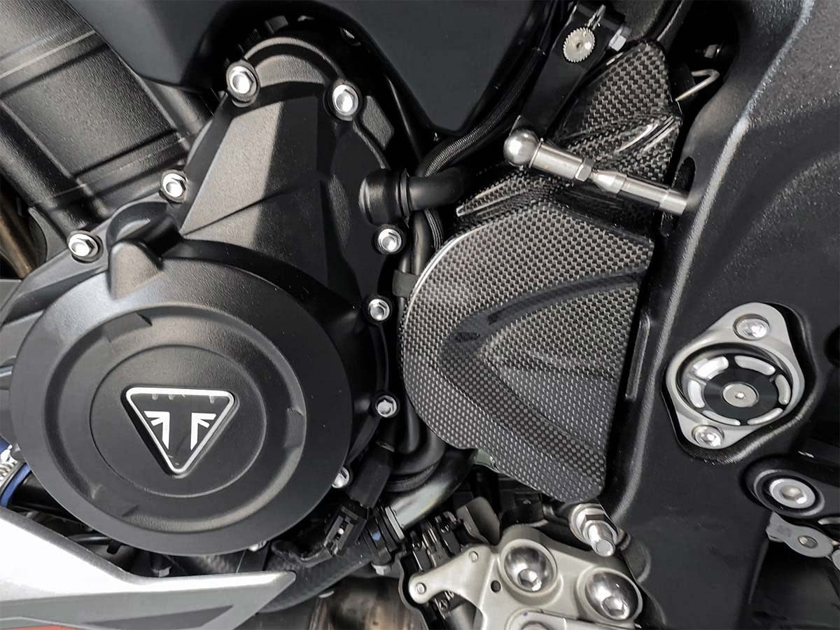DBK Glossy Carbon Sprocket Cover Triumph Street Triple 765 2017-2025