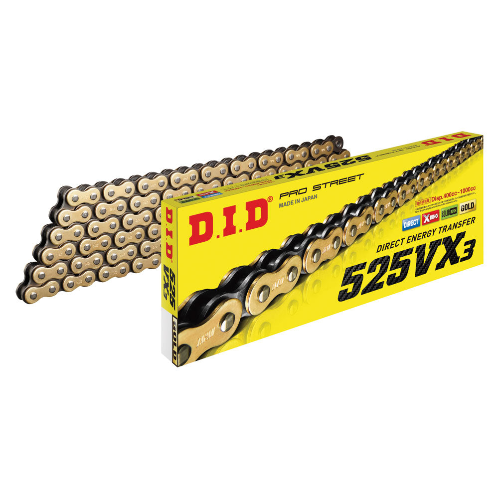 DID 525VX3 Gold X-Ring Professional Road Chain Kawasaki Ninja ZX-10R 1