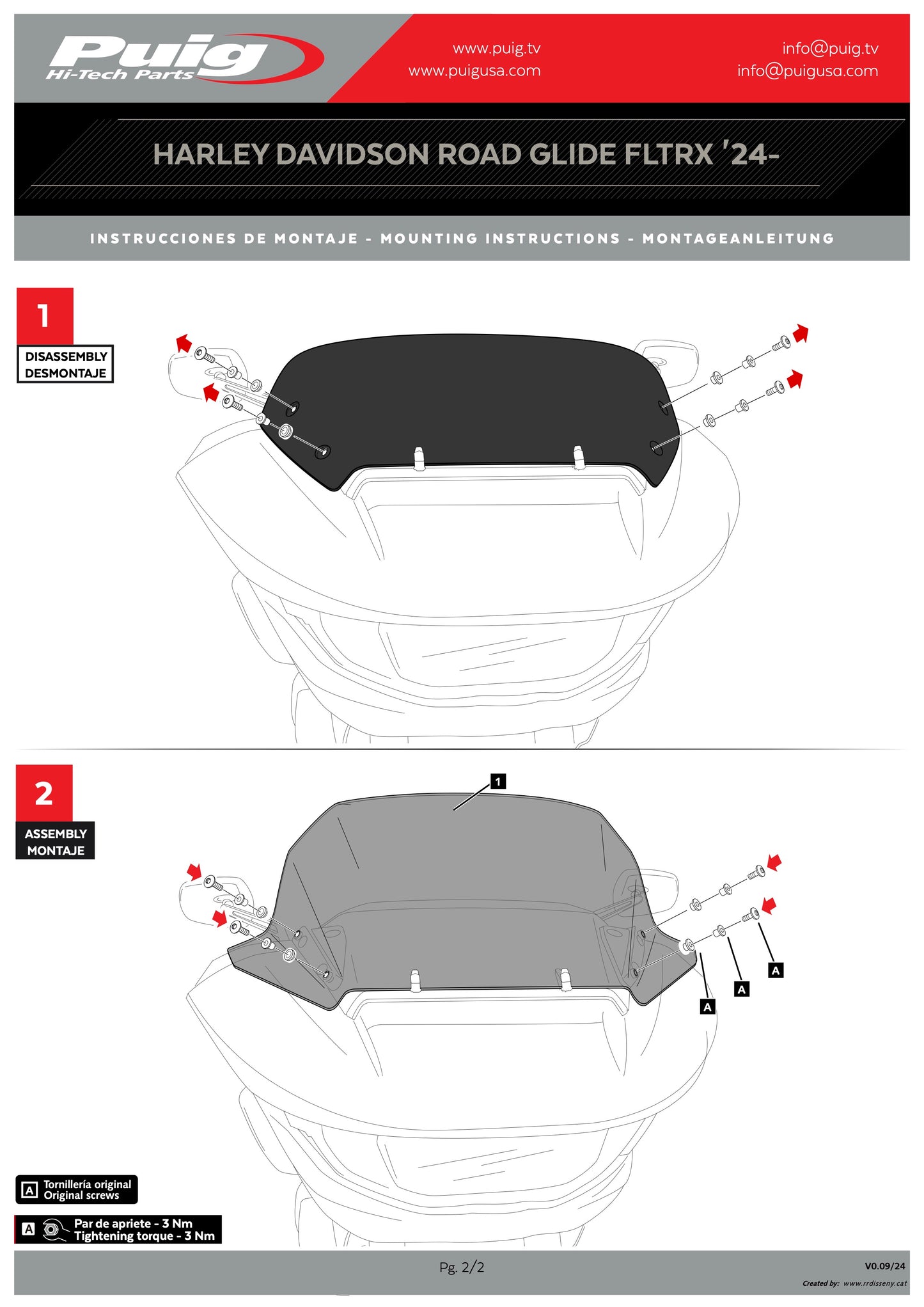 Puig High-Road Touring Windscreen Harley Davidson Road Glide FLTRX 2024 - Adventure Parts