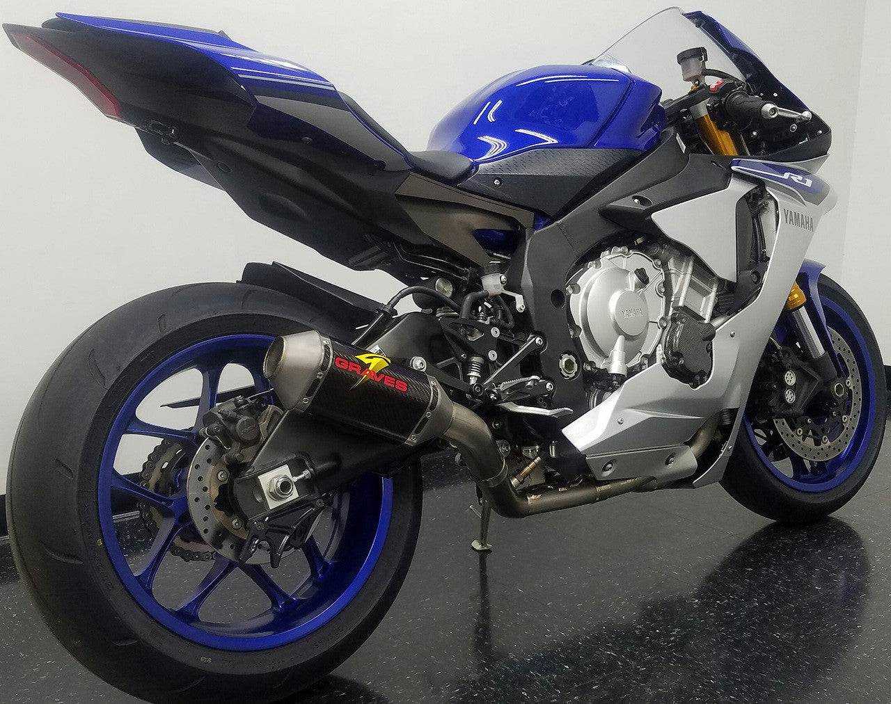Graves Full Titanium Exhaust System with Carbon 200mm Silencer Yamaha R1 2015-2024 - Adventure Parts