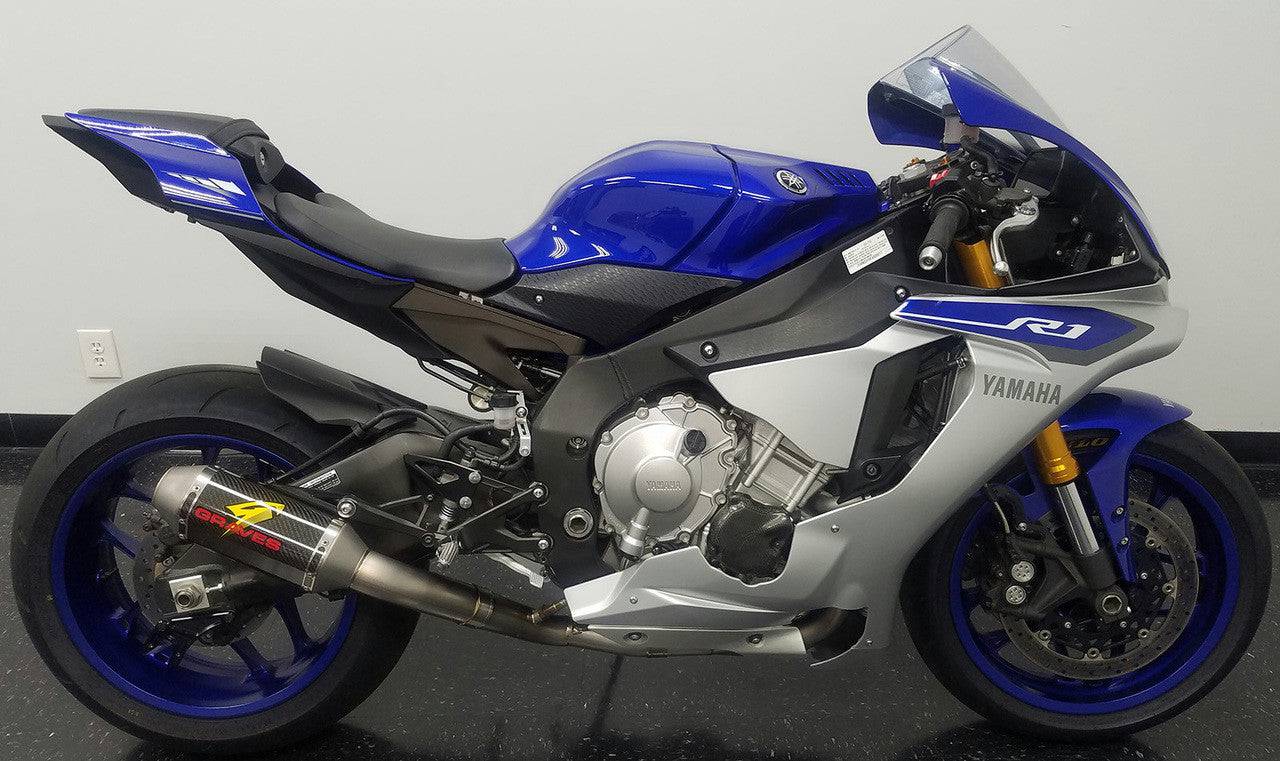 Graves Full Titanium Exhaust System with Carbon 200mm Silencer Yamaha R1 2015-2024 - Adventure Parts