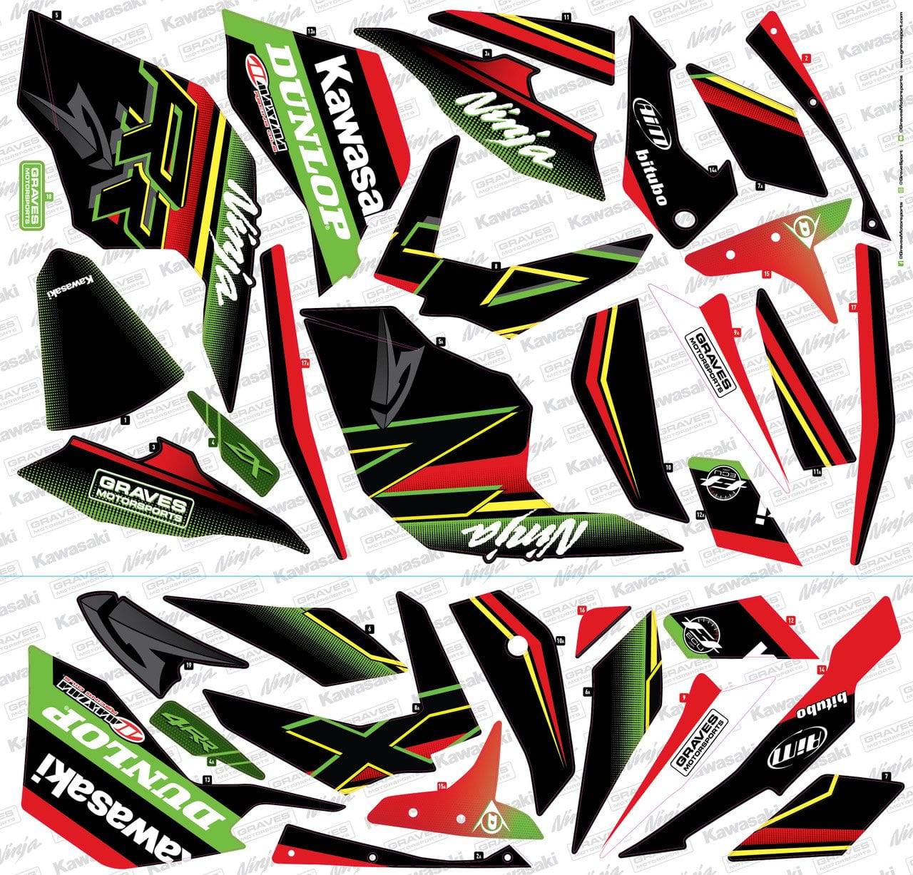 Graves OEM Bodywork Graphics Set Kawasaki ZX-4RR - Adventure Parts
