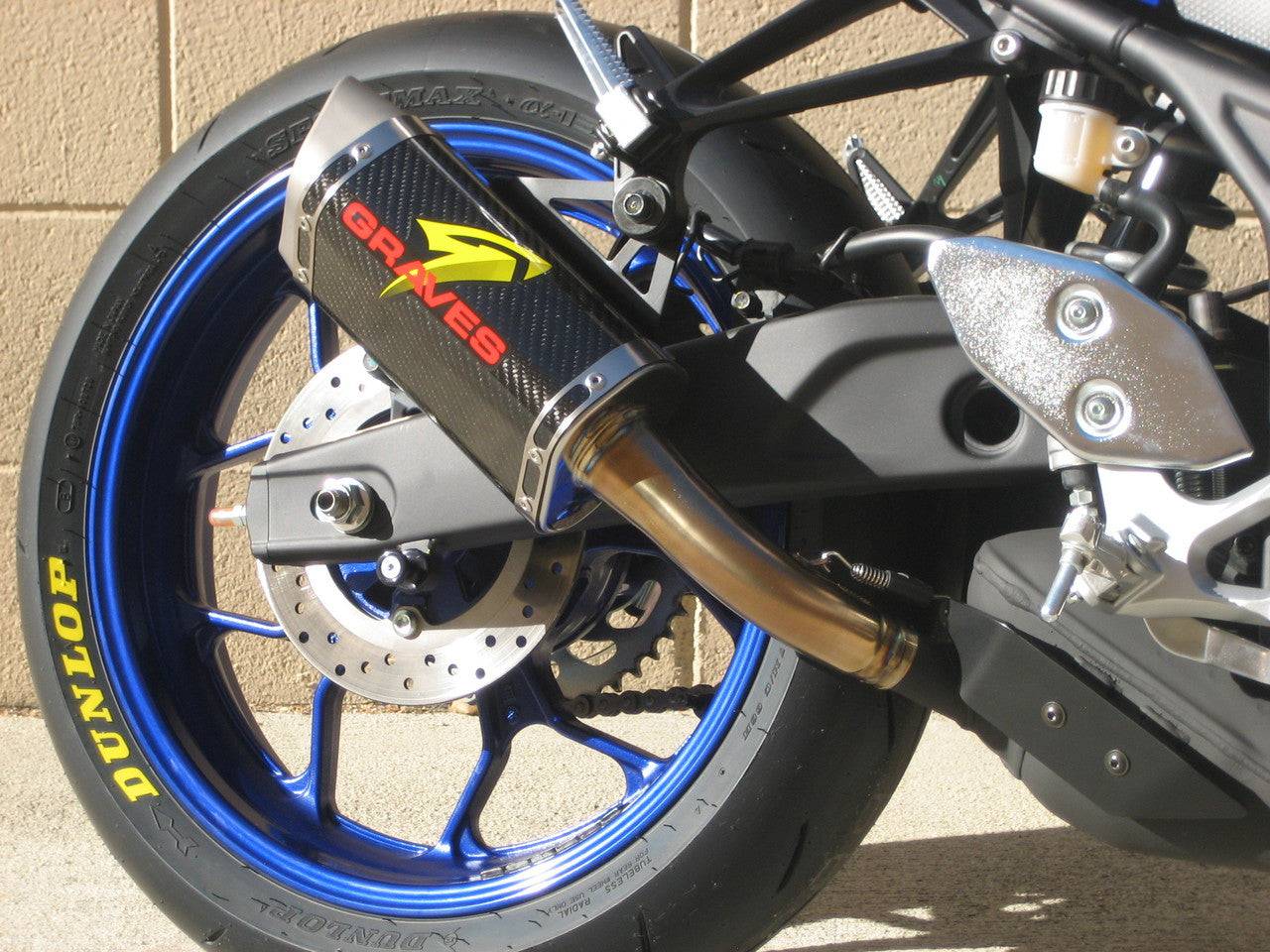 Graves Slip-On Cat-Back Carbon/Titanium Tip Exhaust Yamaha YZF-R3 2015-2023 - Adventure Parts