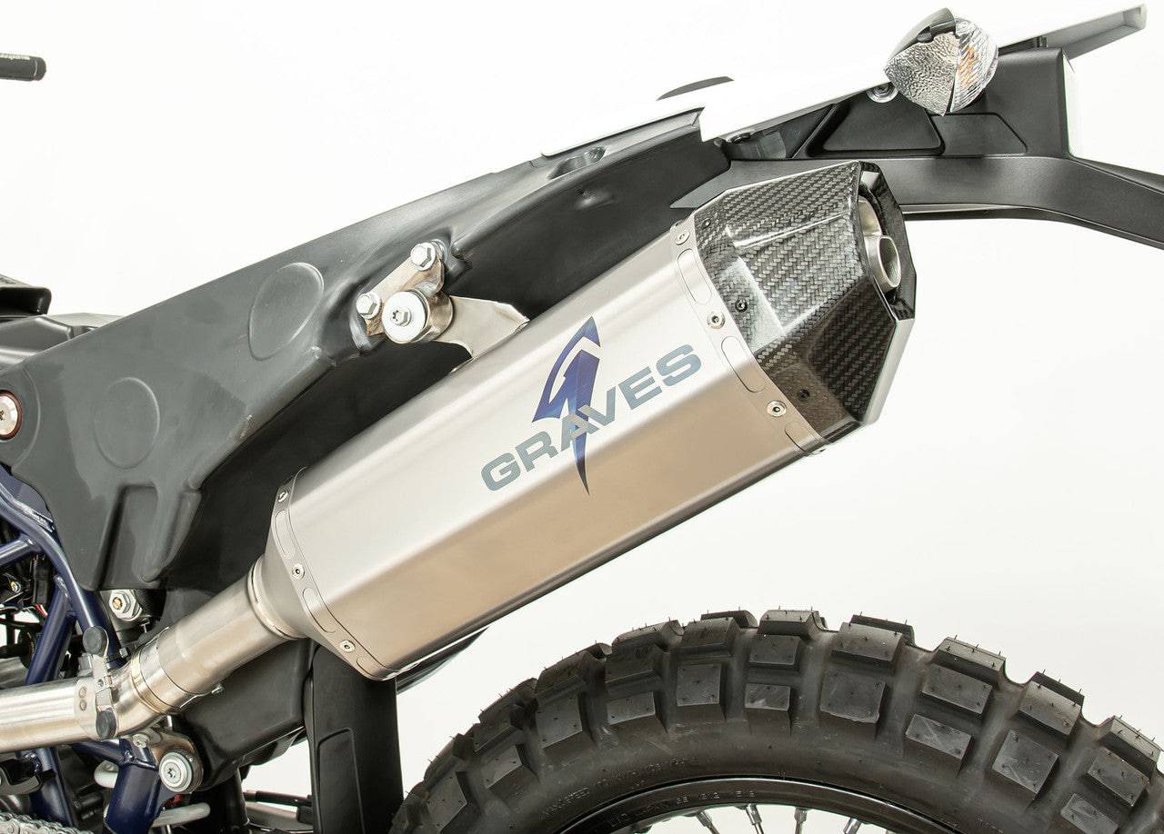 Graves Titanium Slip-on Exhaust - Carbon End Cap Husqvarna 701 Enduro R 2016-2020 - Adventure Parts