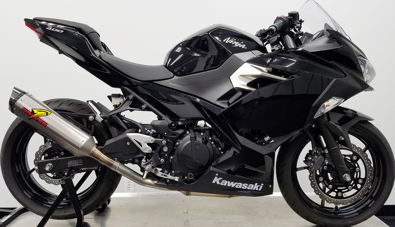 Graves Motorsports Cat Back Slip-on Exhaust Titanium Kawasaki Ninja EX400/Z400/ Ninja 500/Z500 2018-2024+