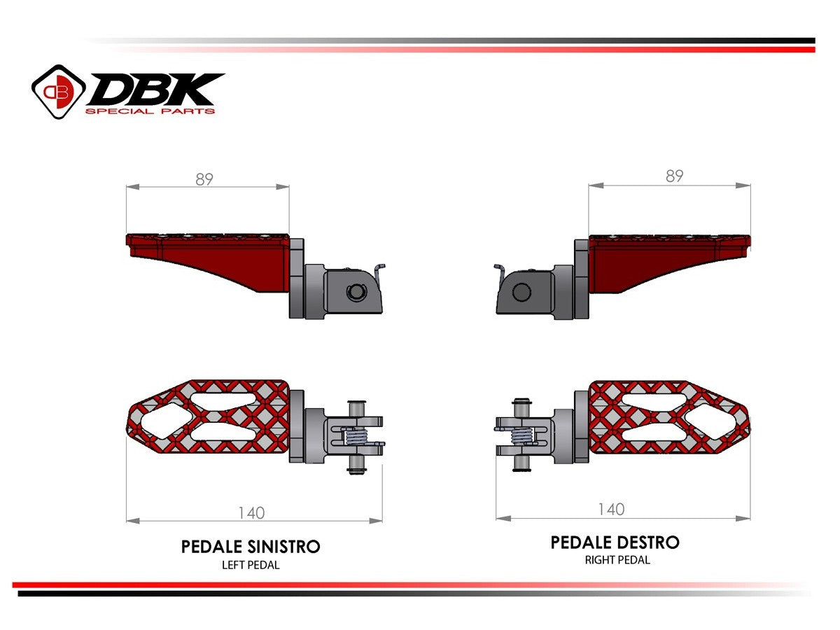 DBK Adjustable Pilot Footpegs Kit Ducati Diavel 2011-2024