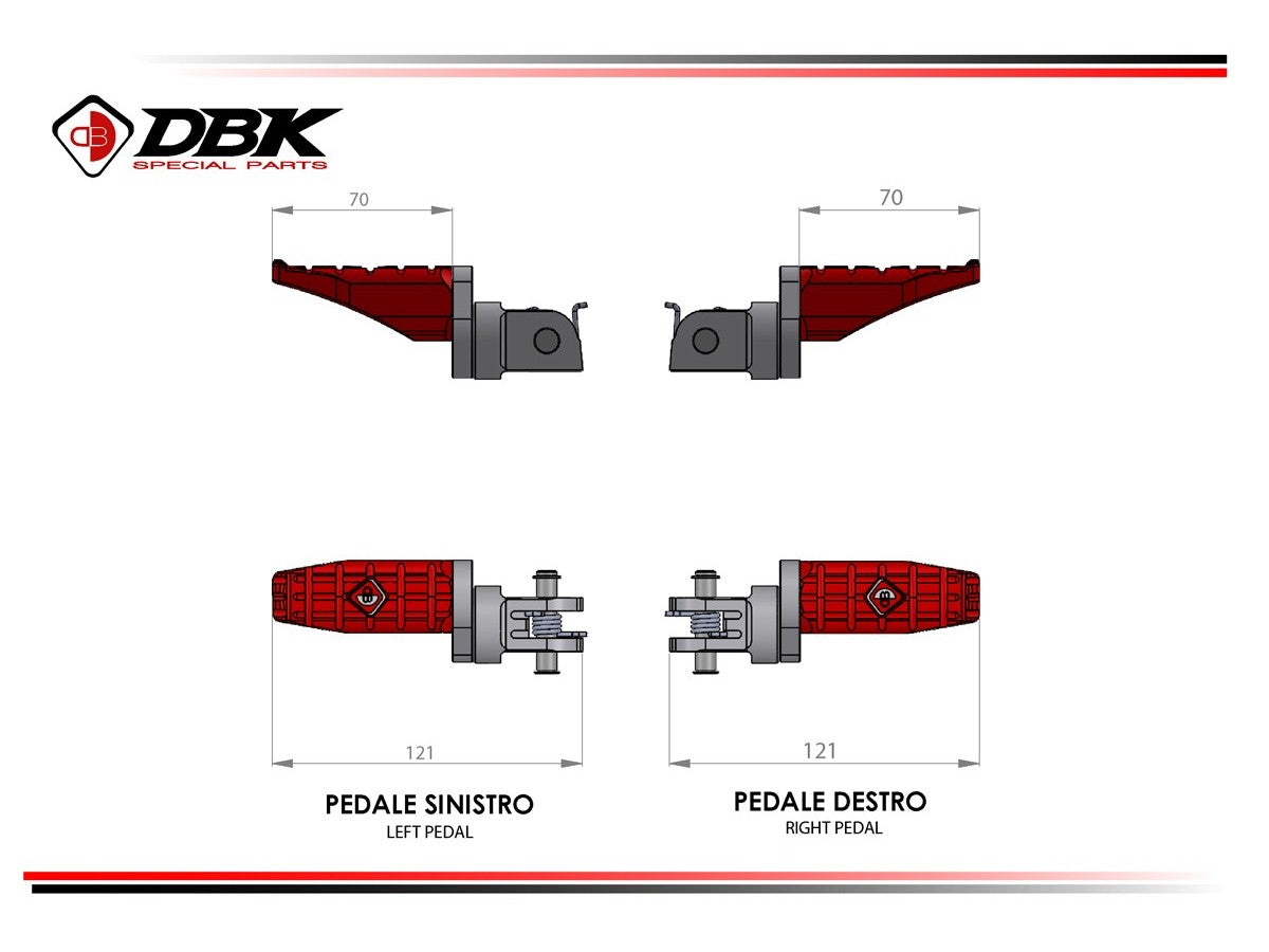 DBK Footpegs Adjustable Sport Pilot Kit Ducati Diavel 2011-2024