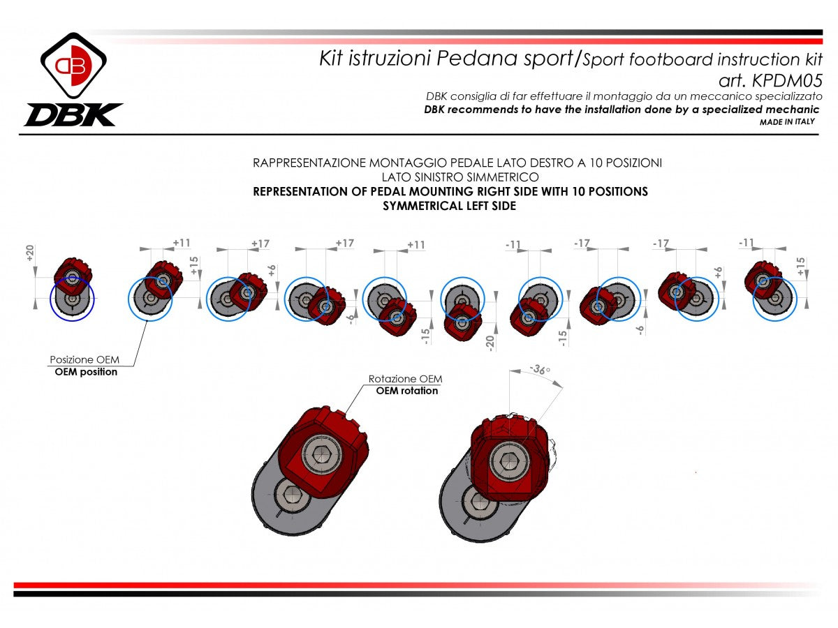 DBK Footpegs Adjustable Sport Pilot Kit Ducati Diavel 2011-2024