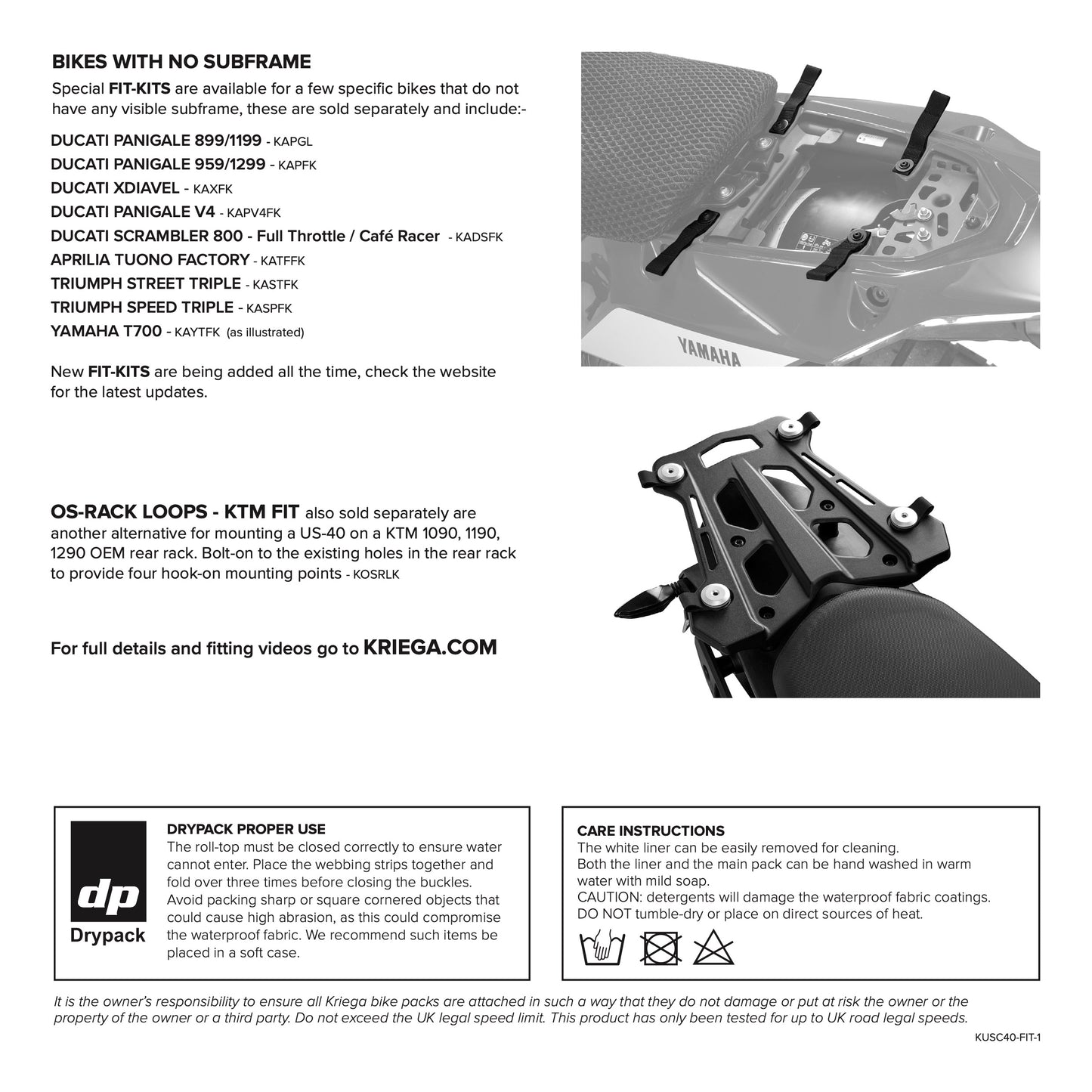 Kriega US-40 Rackpack Motorcycle Drypack