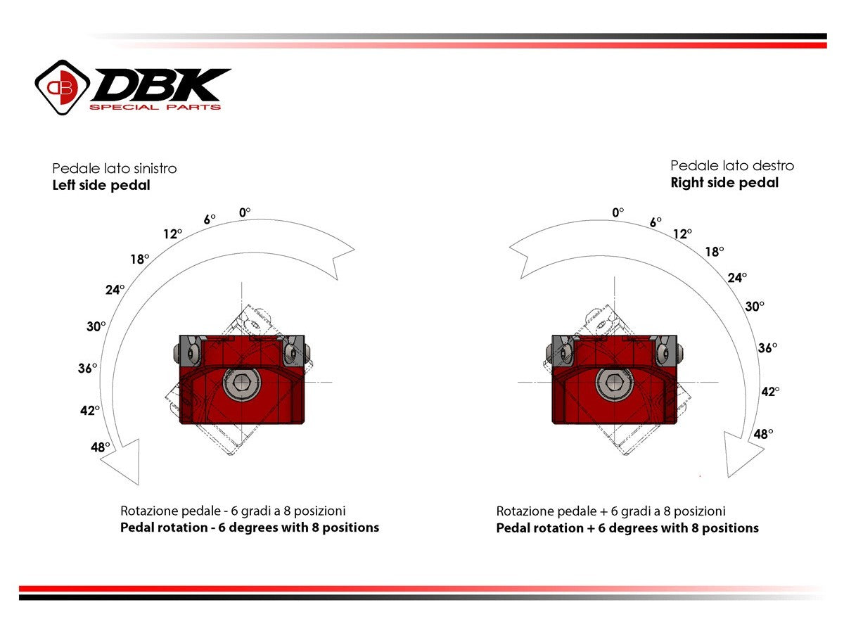 DBK Adjustable Off-Road Pilot Pedals Kit (Ø6mm Pin) Ducati Diavel 2011-2022