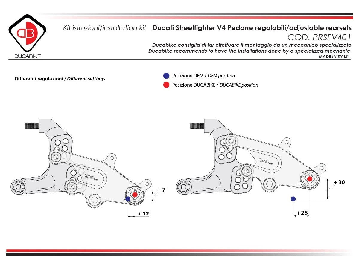 DBK Rearset Adjustable Ducati Streetfighter 2020-2024