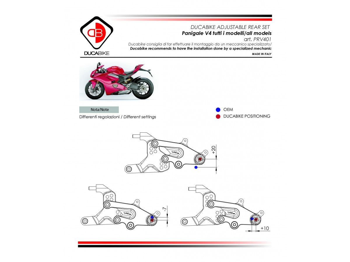 DBK Adjustable Rearset Sbk Ducati Panigale V4 2018-2025 - Adventure Parts