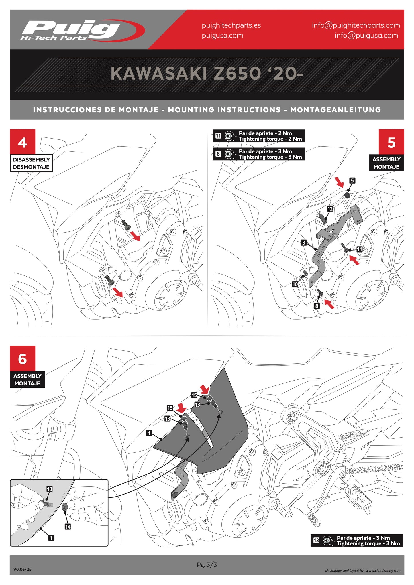 Puig Spoilers D12 Kawasaki Z650 2020-2025