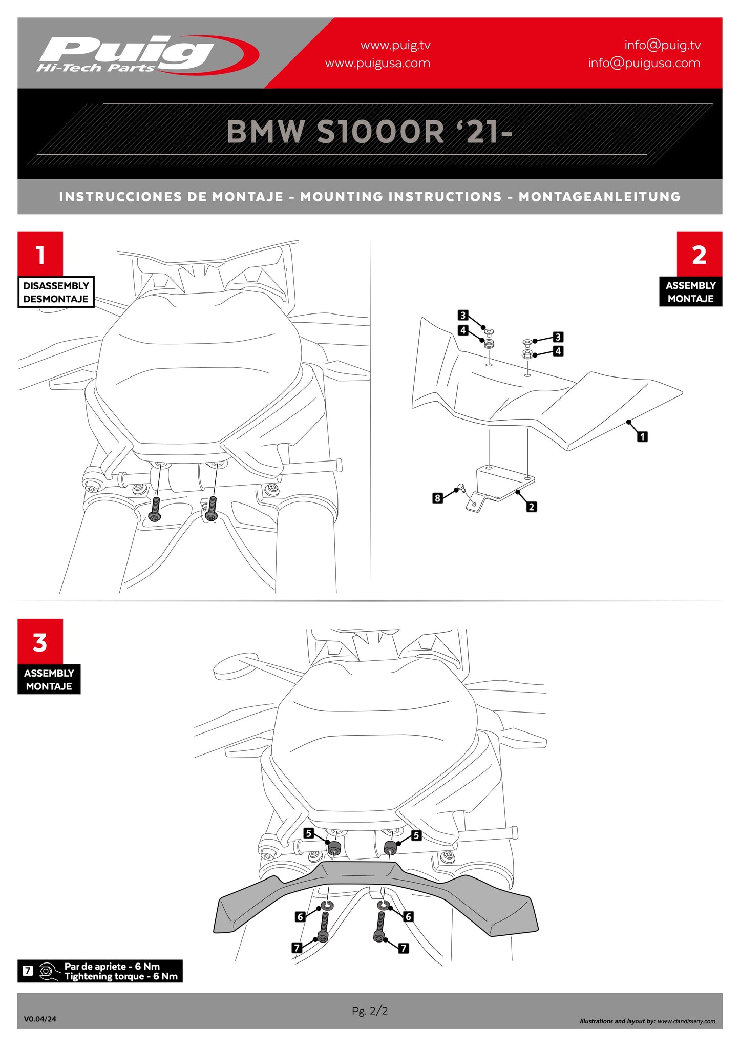 Puig Naked Frontal Spoilers BMW M1000R 2021-2024