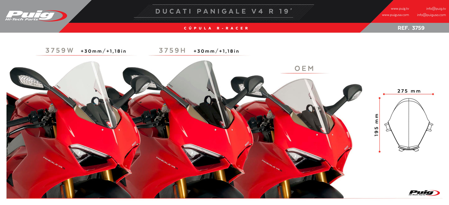 Puig R-Racer Windscreen Ducati Panigale V4 2021-2024