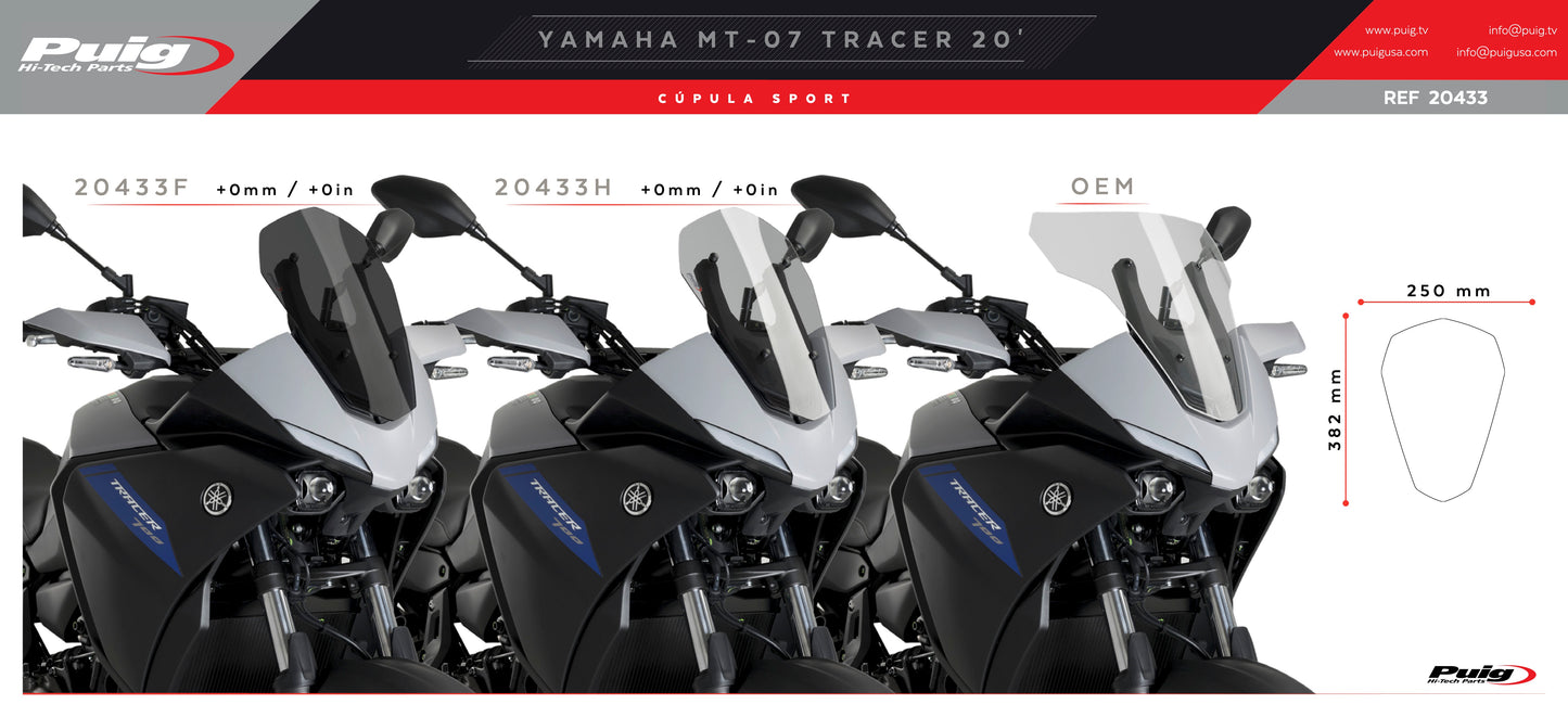 Puig Sport Windscreen Yamaha Tracer 7, GT 2021-2025, 700 2020