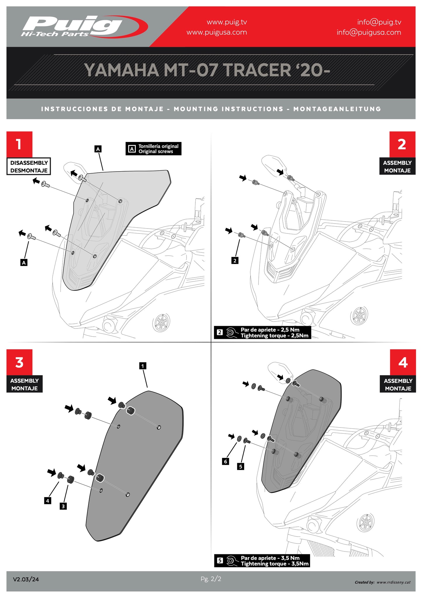 Puig Sport Windscreen Yamaha Tracer 7, GT 2021-2025, 700 2020