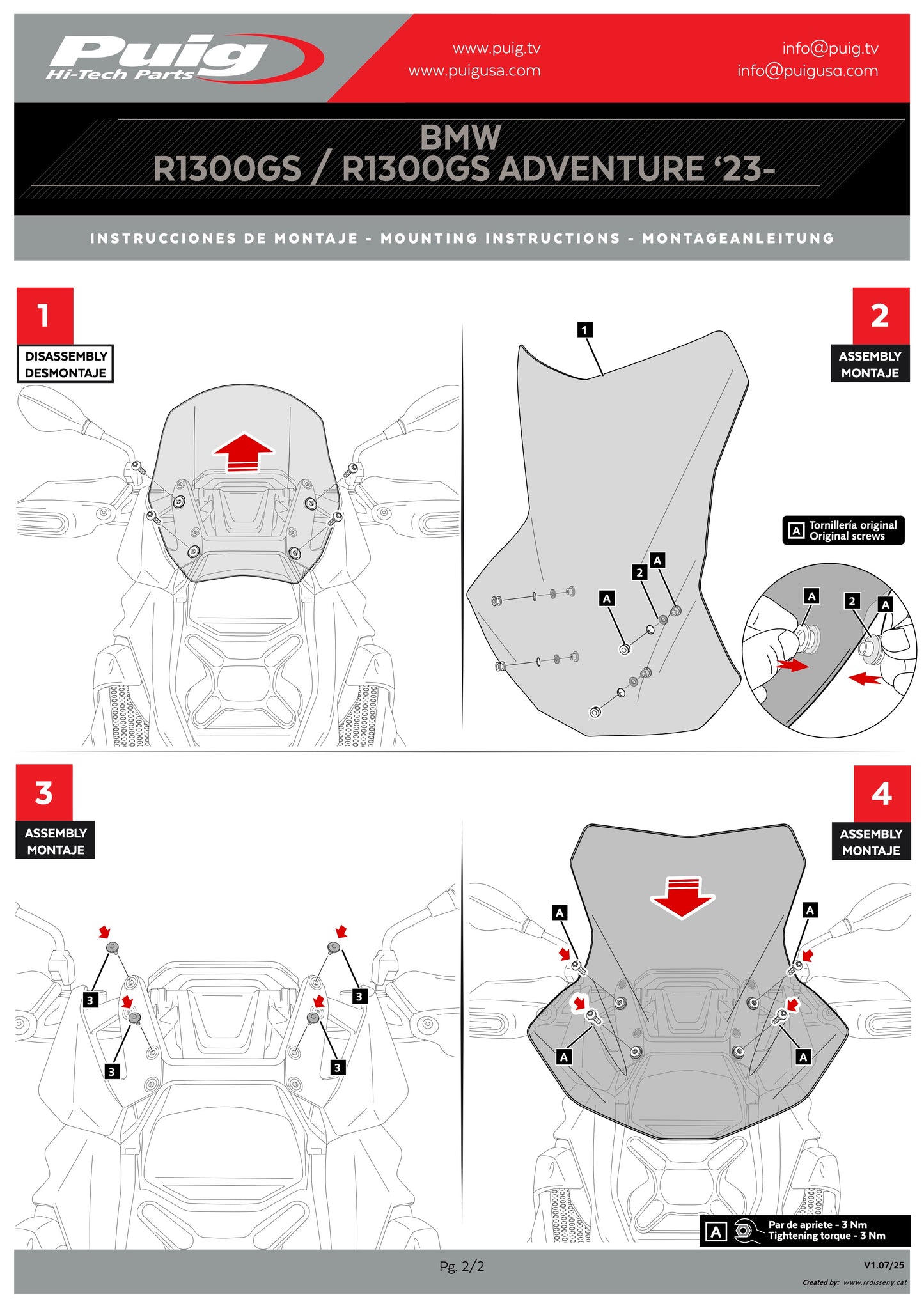 Puig Touring Plus Screen 570mm x 515mm BMW R1300GS 2023-2025