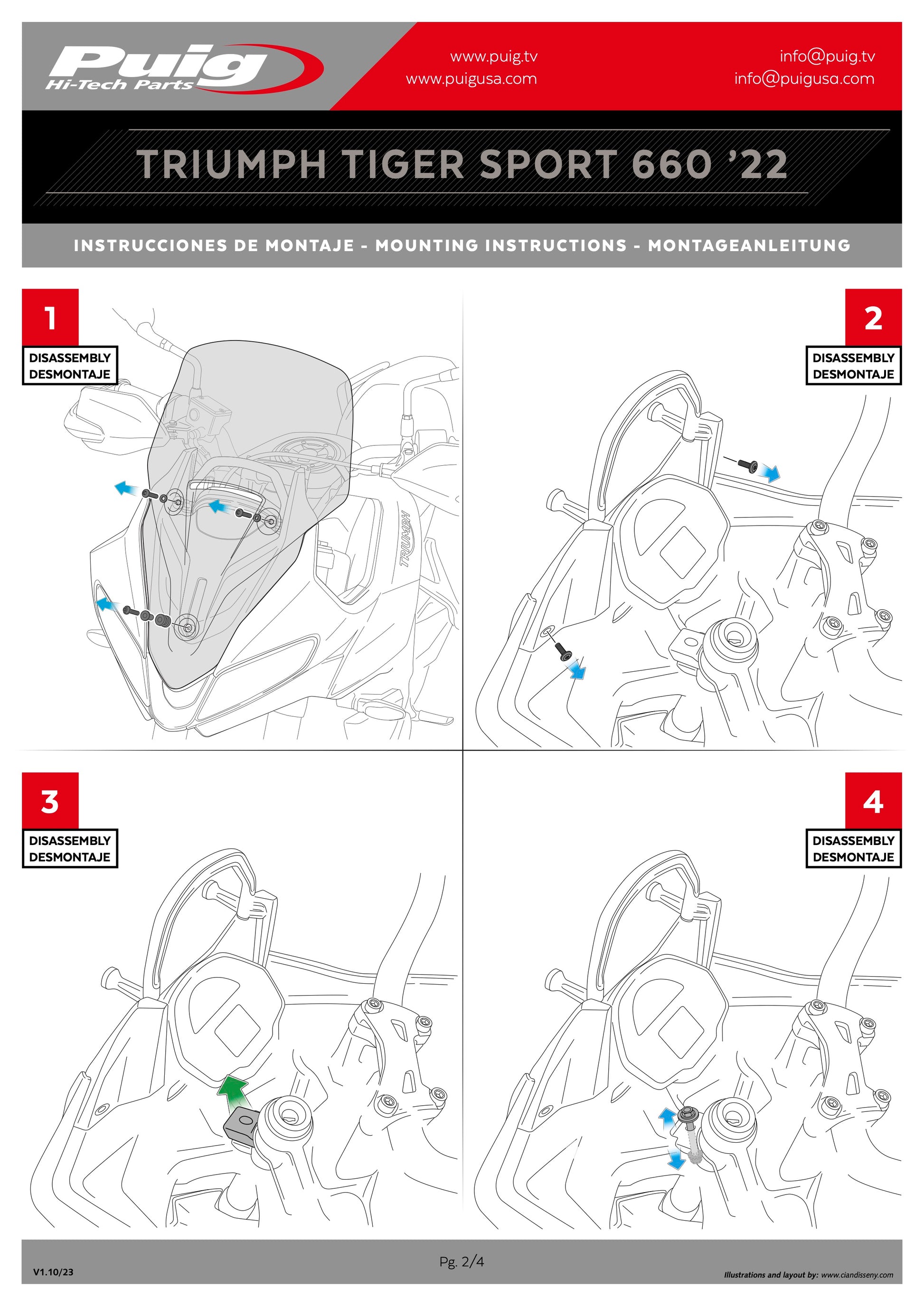 Puig Touring Windscreen Triumph Tiger Sport 660 2022-2025 - Adventure Parts