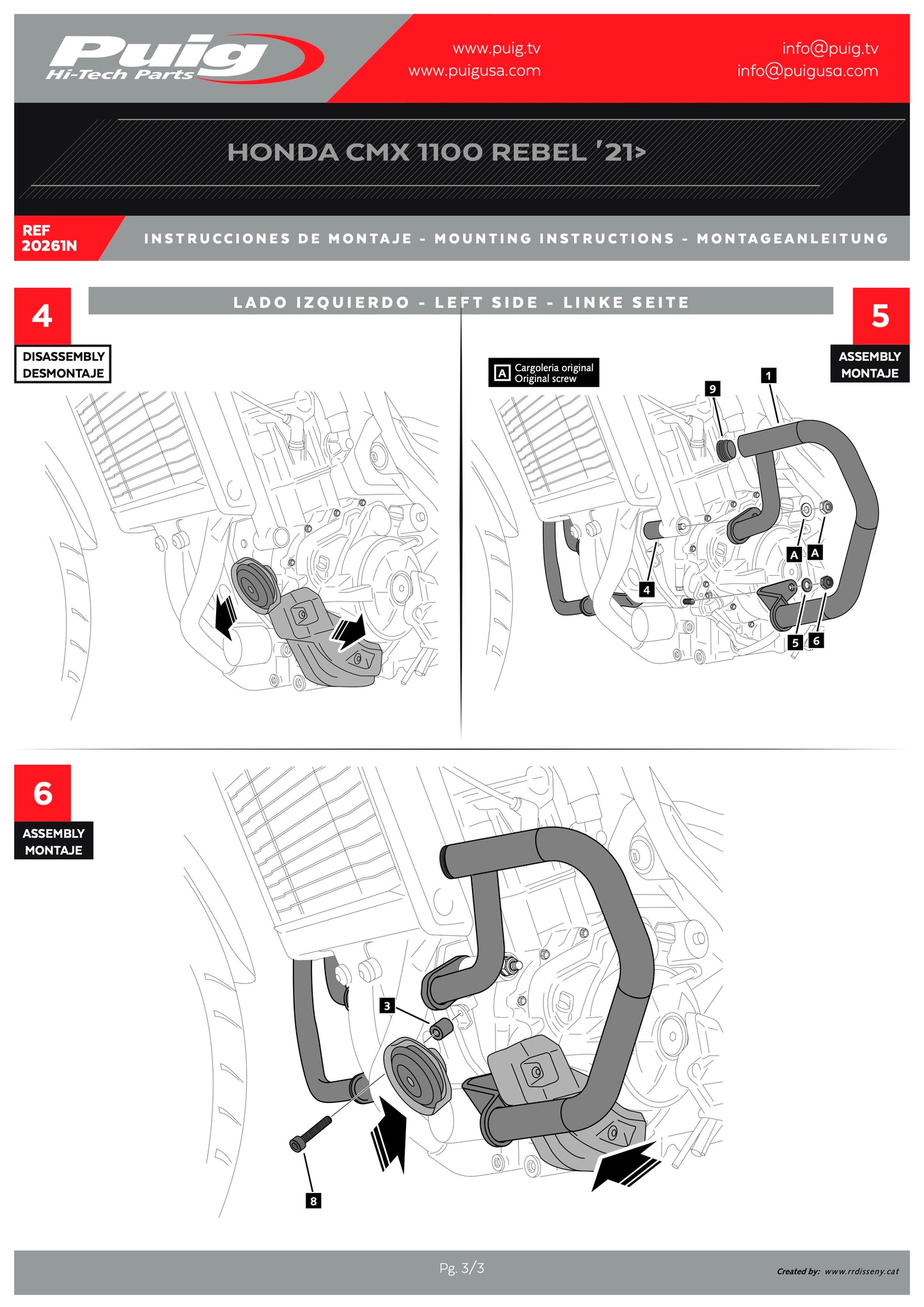 Puig Engine Guards Crash Bars Honda Rebel 1100 2021-2025 - Adventure Parts