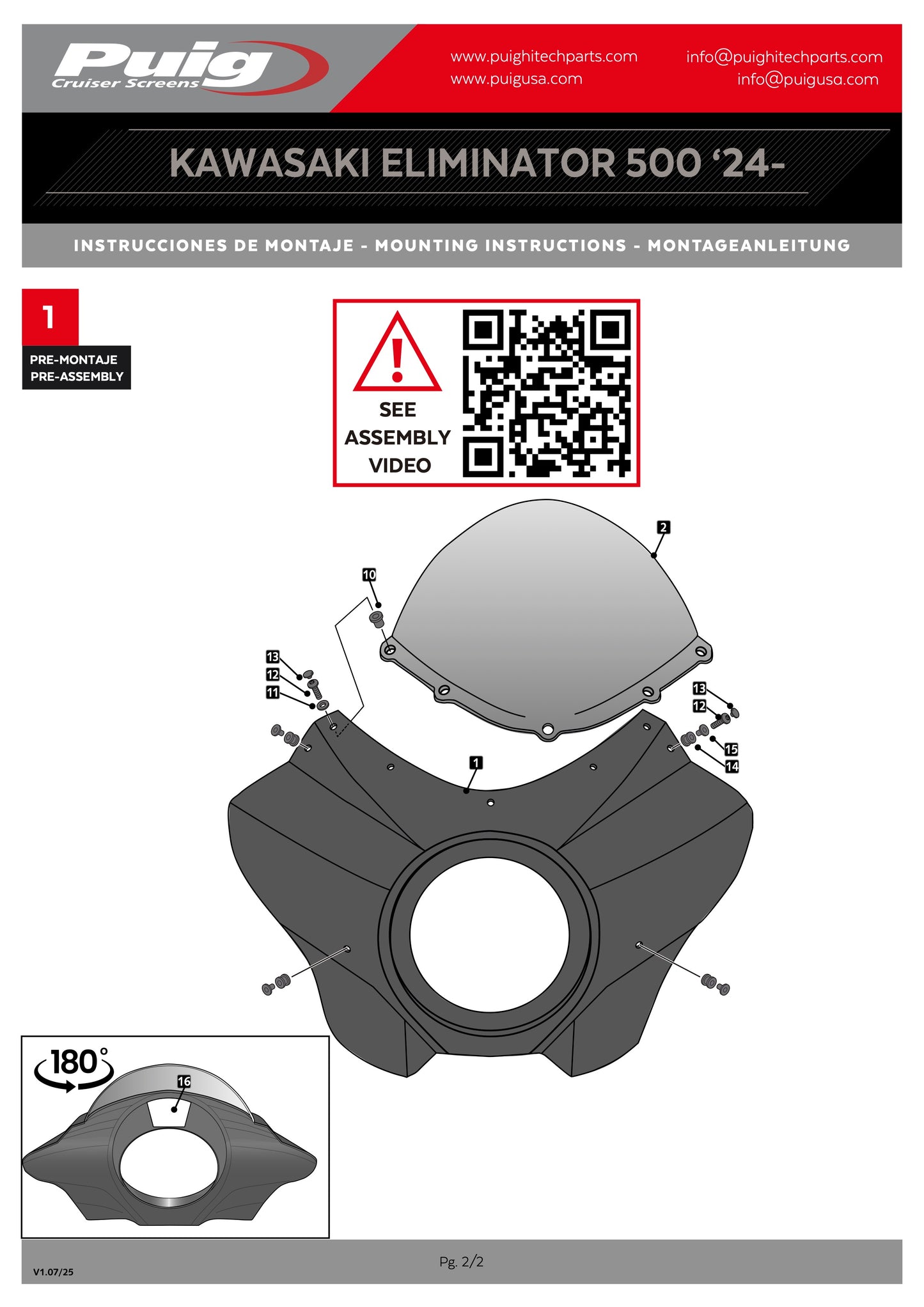 Puig Mirage Touring Semifairing Kawasaki Eliminator 500 2024-2025