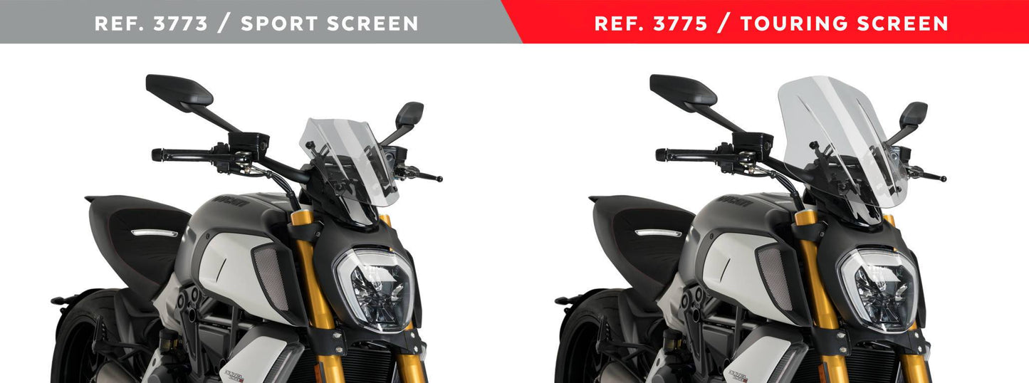 Puig New Generation Adjustable Sport Windscreen Ducati Diavel 1260 2019-2023 - Adventure Parts