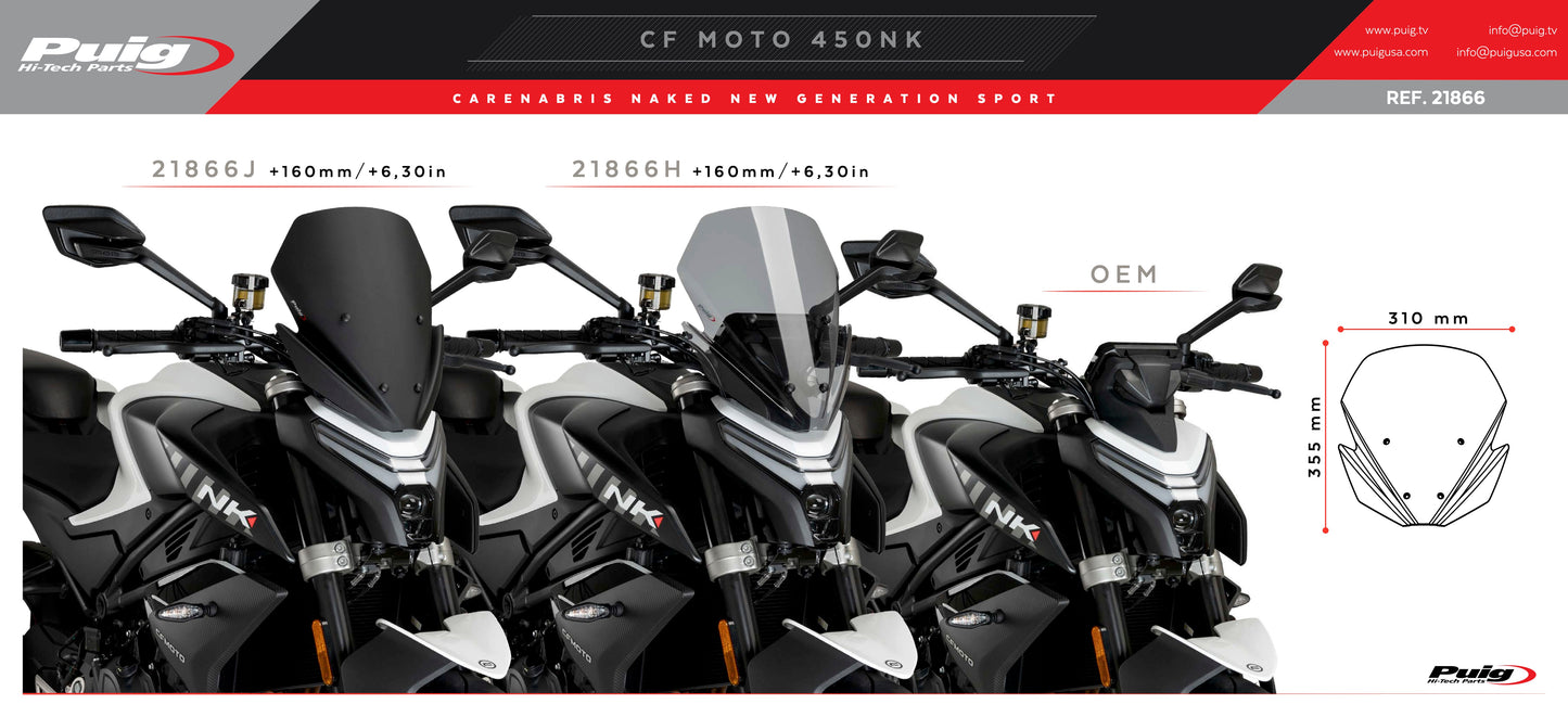 Puig New Generation Sport Windscreen CFMOTO 450 NK 2023-2025
