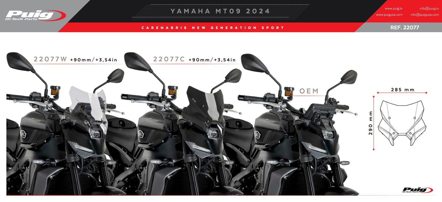 Puig New Generation Sport Windscreen Yamaha MT-09 2024-2025