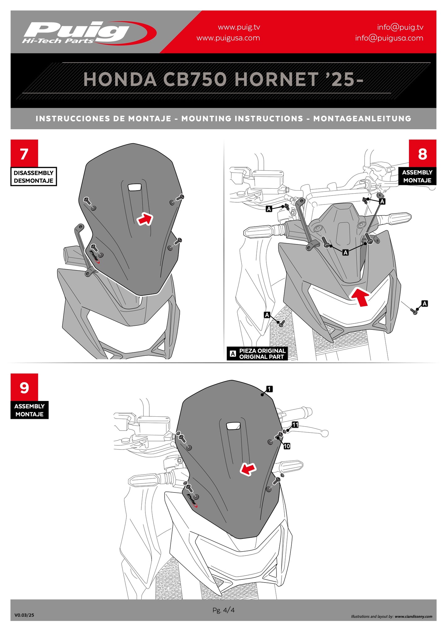 Puig New Generation Touring Windscreen Honda CB750 Hornet 2025 - Adventure Parts