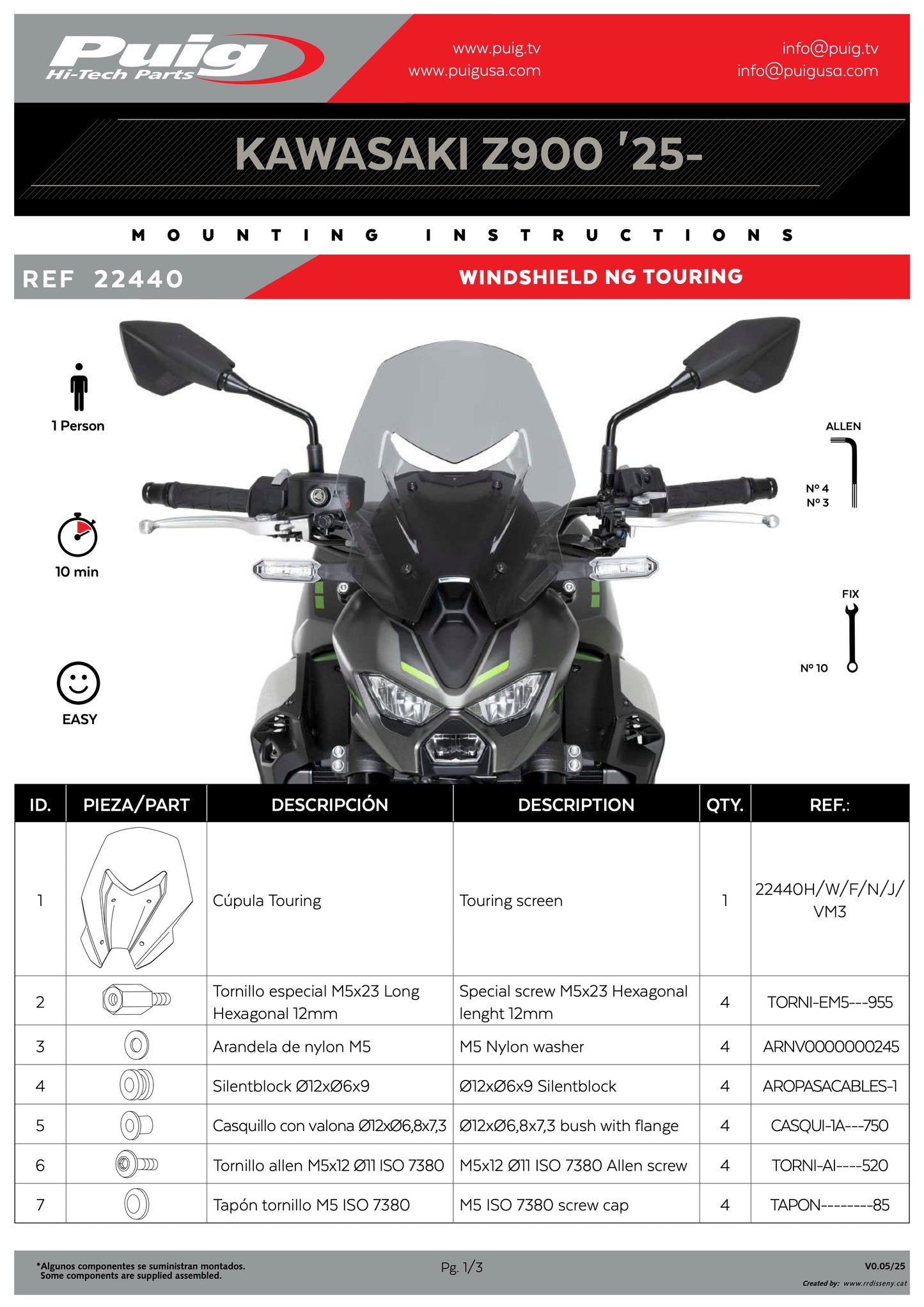 Puig New Generation Touring Kawasaki Z900 SE 2025