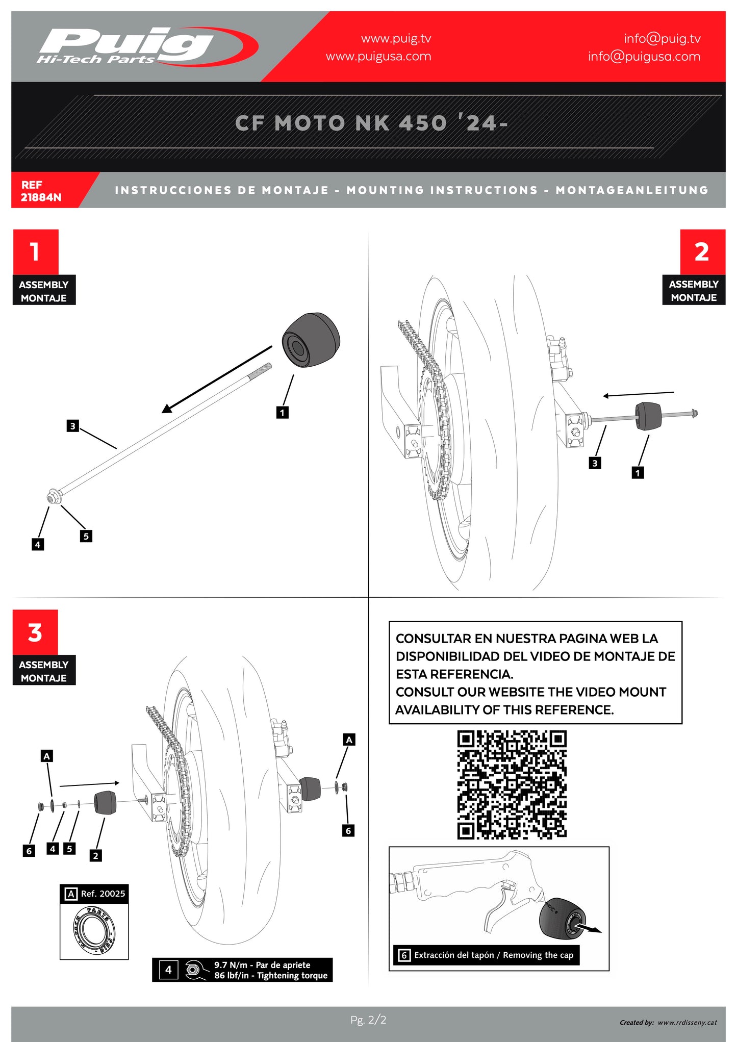 Puig PHB19 Swing Arm Protector CFMOTO 300 NK 2023-2025