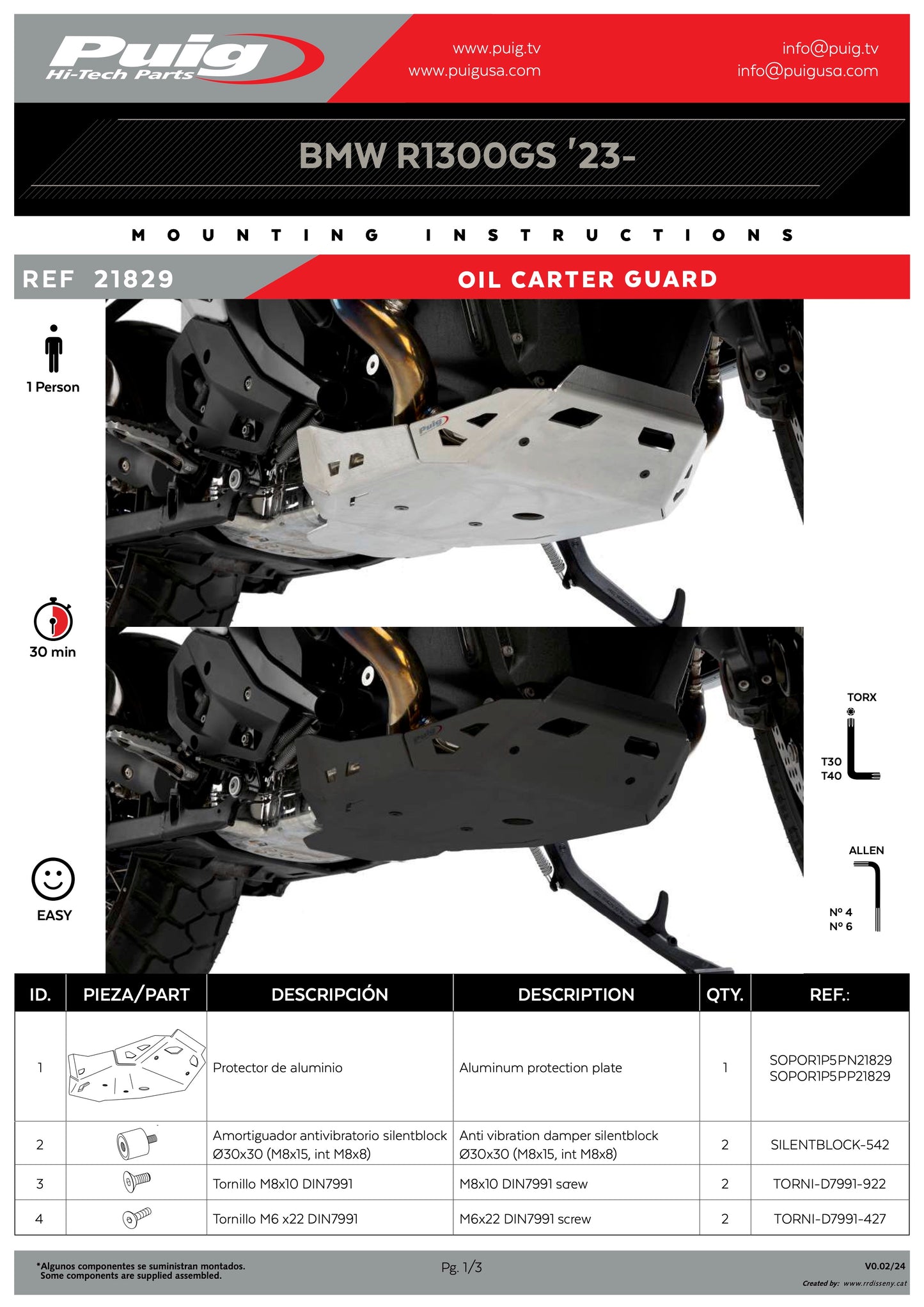 Puig Oil-Carter Guard Skid Plate BMW R1300GS 2023-2025*