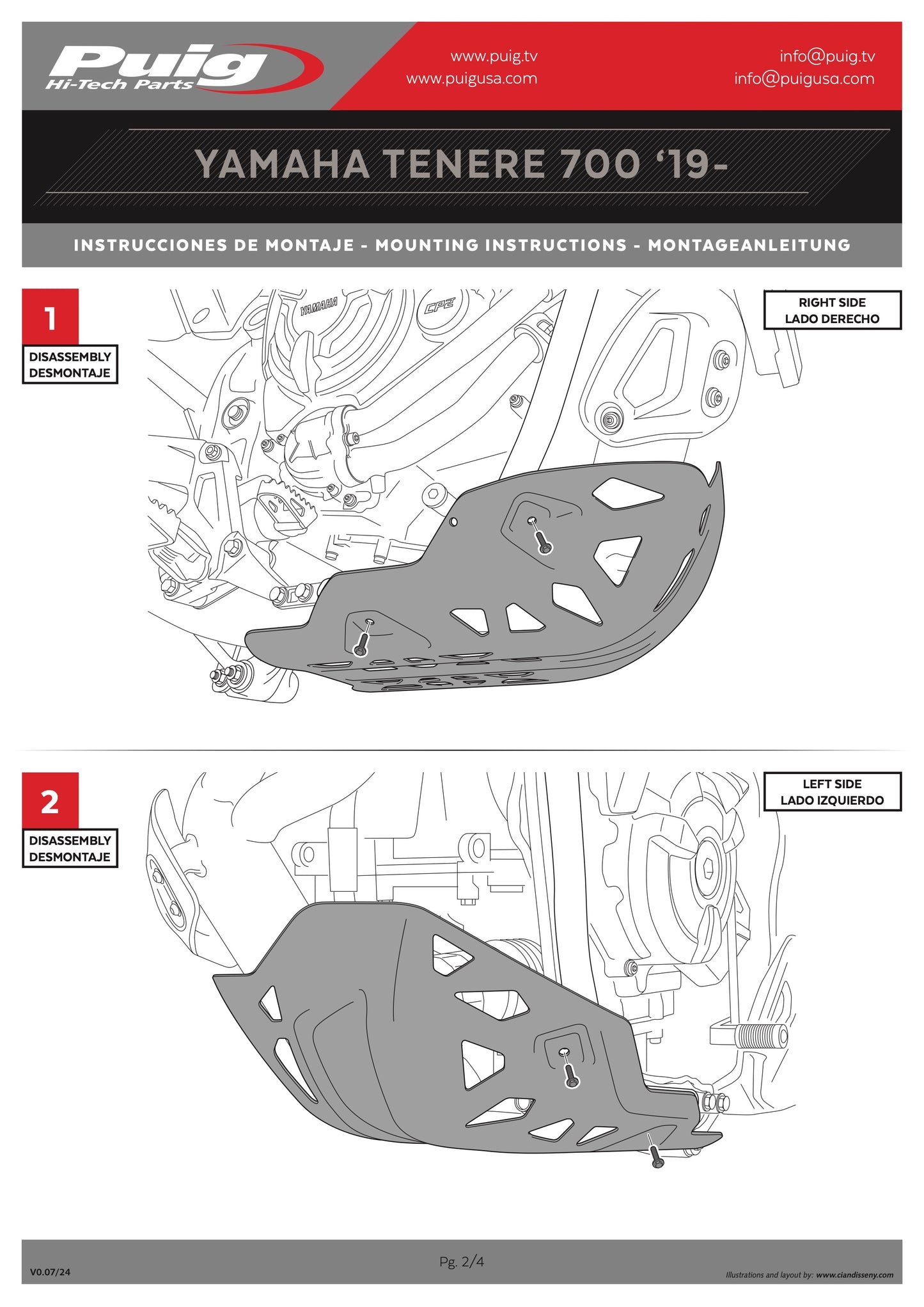 Puig Oil-Carter Guard Skid Plate Yamaha Tenere 700 2019-2025