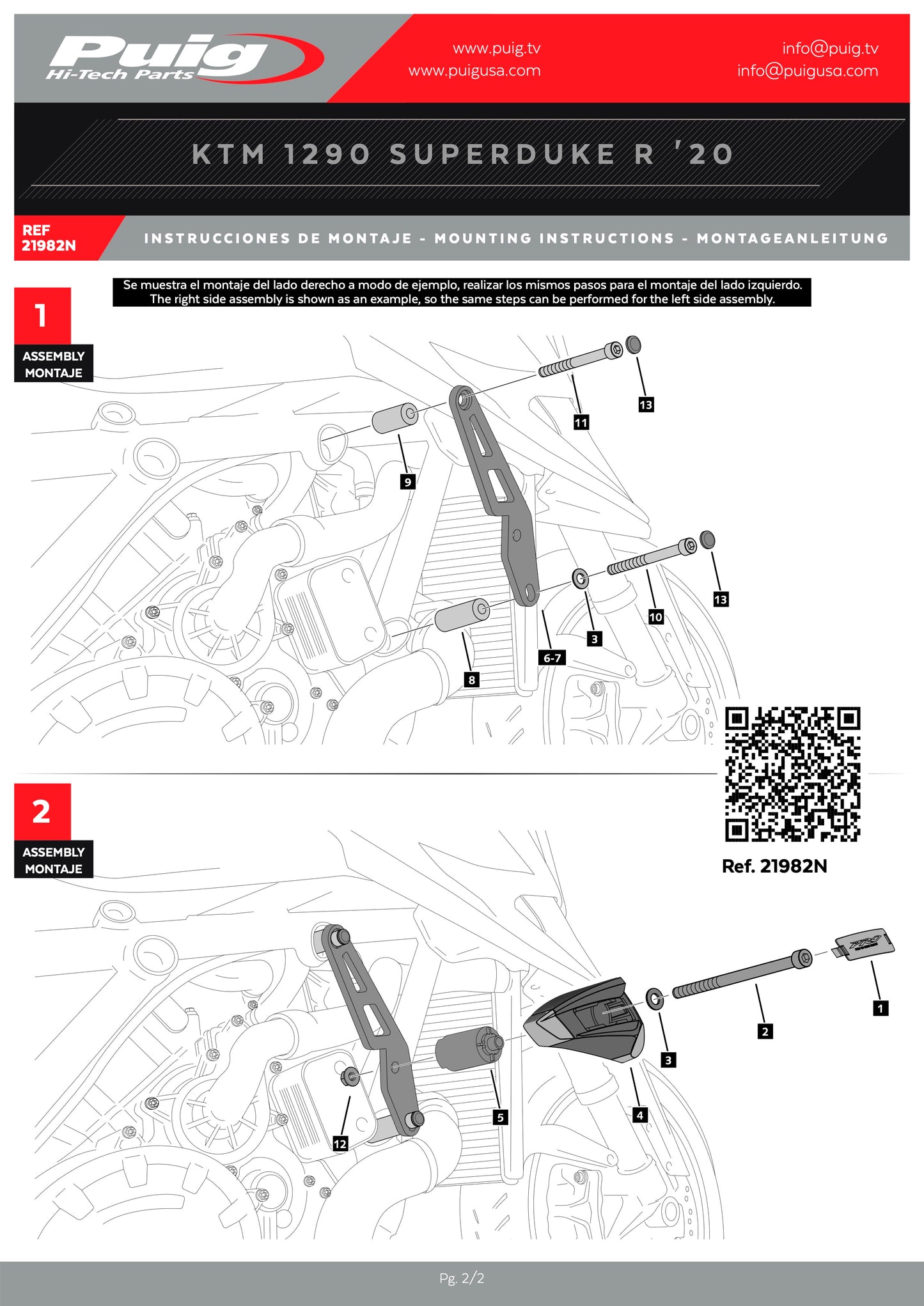 Puig Pro 2.0 Frame Sliders KTM 1290 SUPERDUKE R 2020-2025