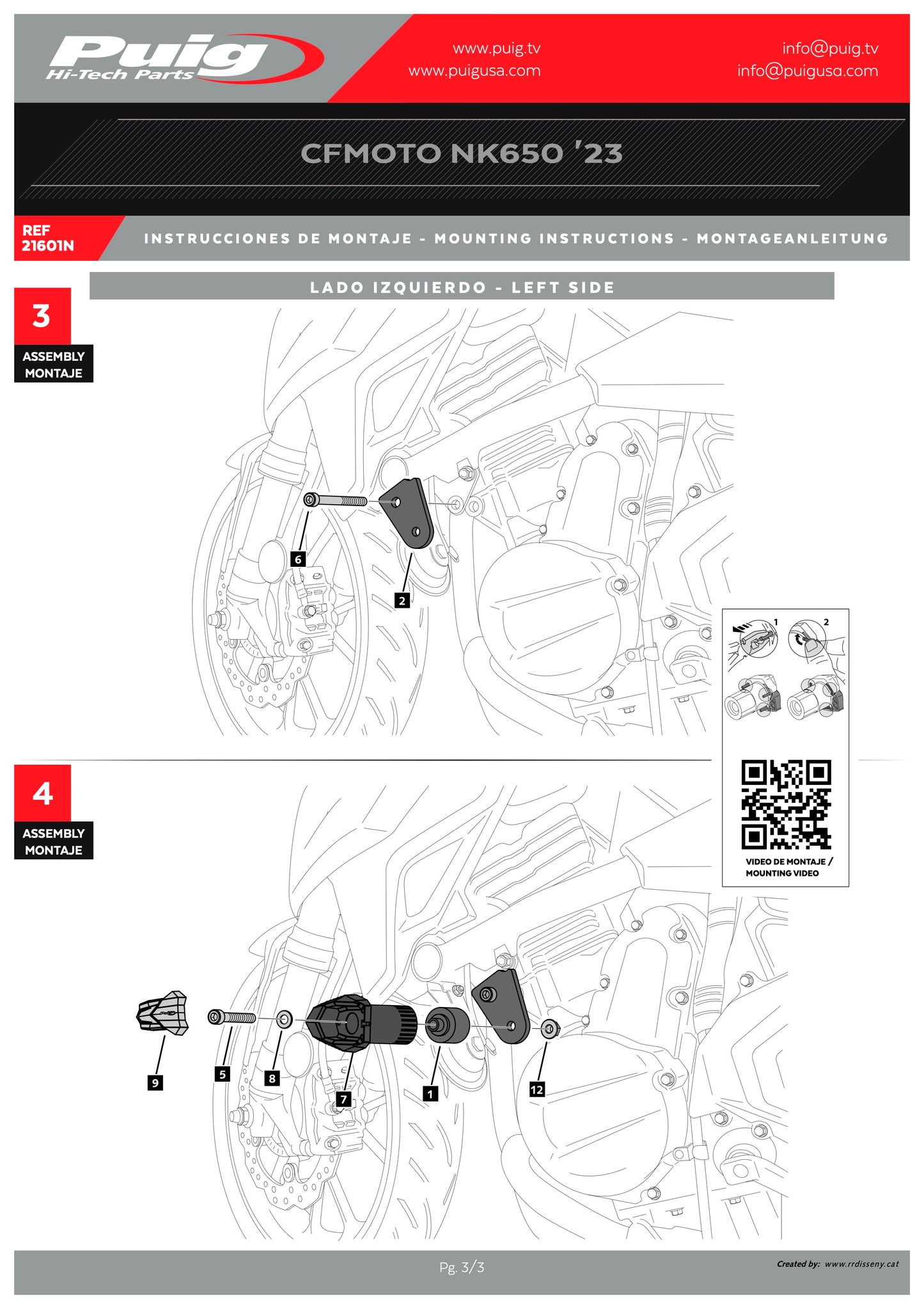 Puig R19 Frame Sliders CFMOTO 650 NK 2021-2025