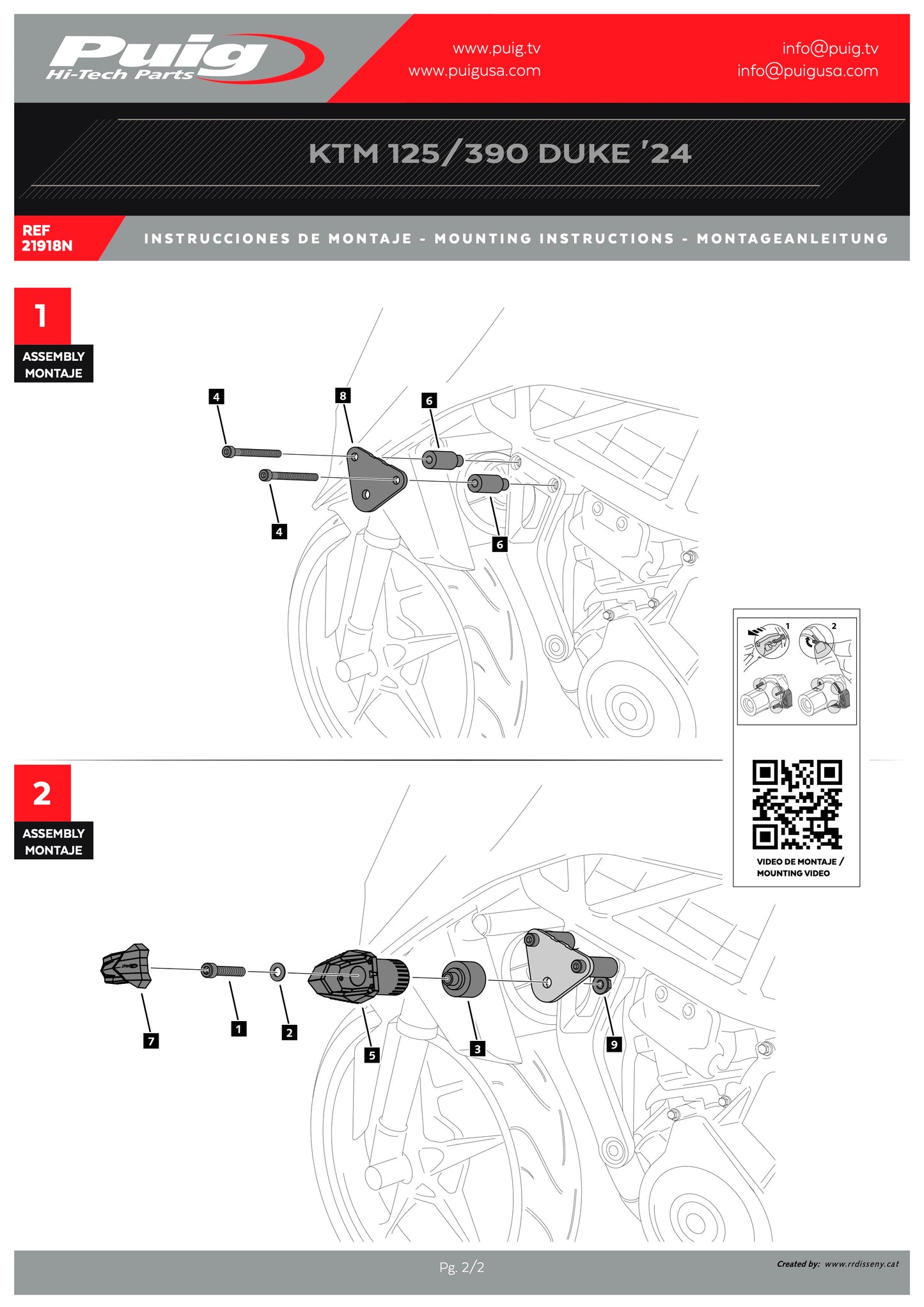 Puig R19 Frame Sliders KTM 125 DUKE 2024-2025