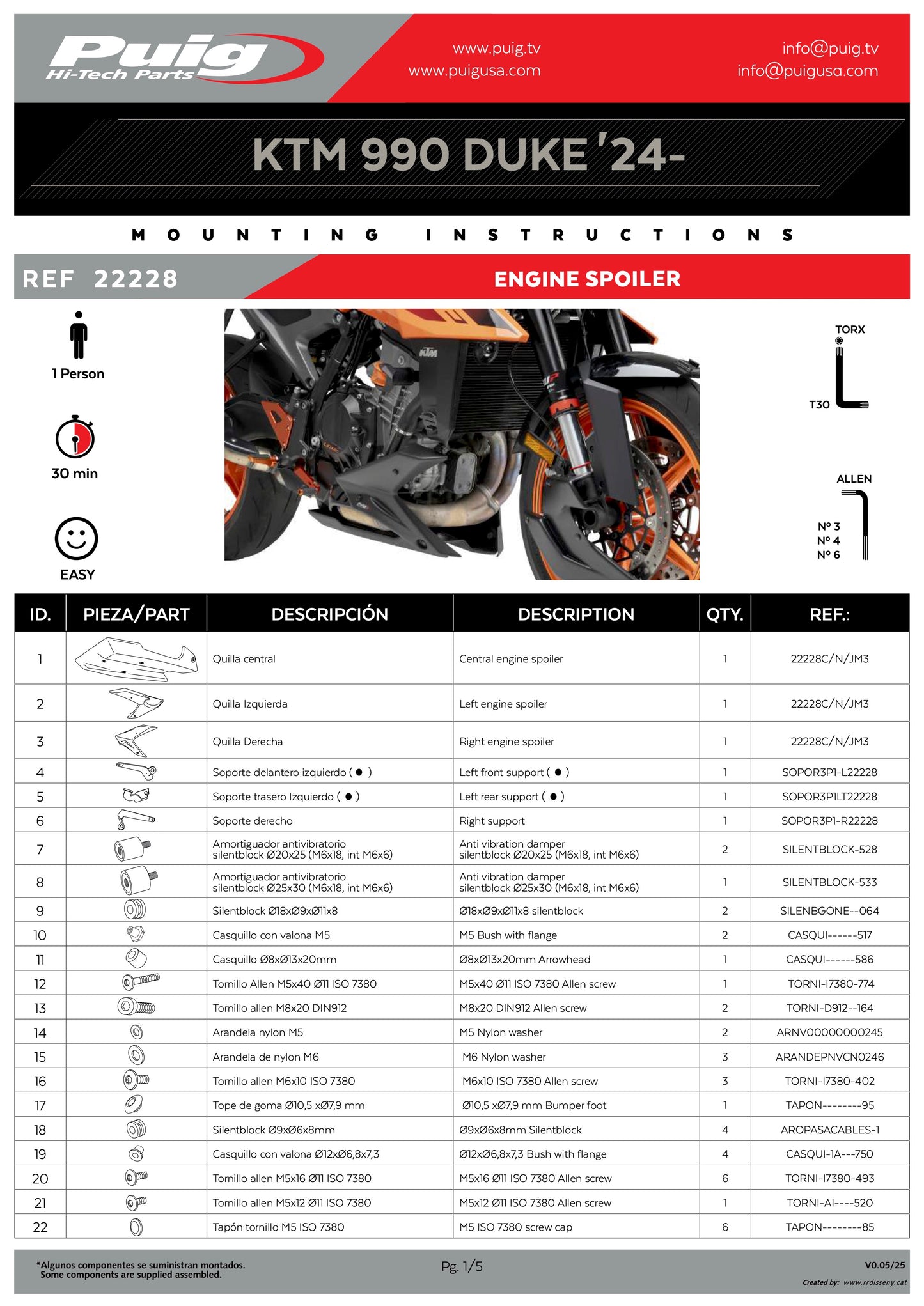 Puig Engine Spoiler KTM 990 Duke, R 2014-2025