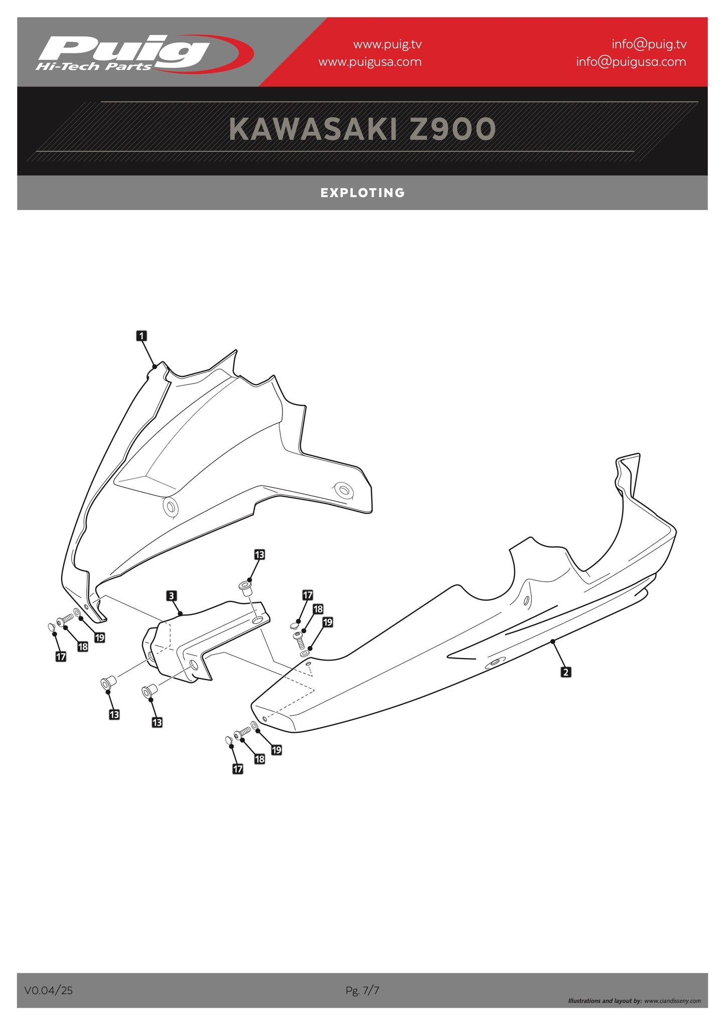 Puig Engine Spoiler Kawasaki Z900SE 2025