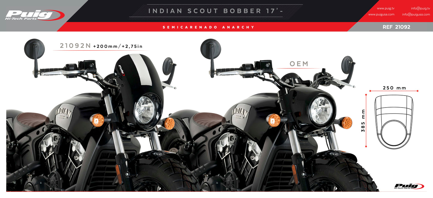 Puig Anarchy Windscreen Indian Scout/Bobber 2017-2025
