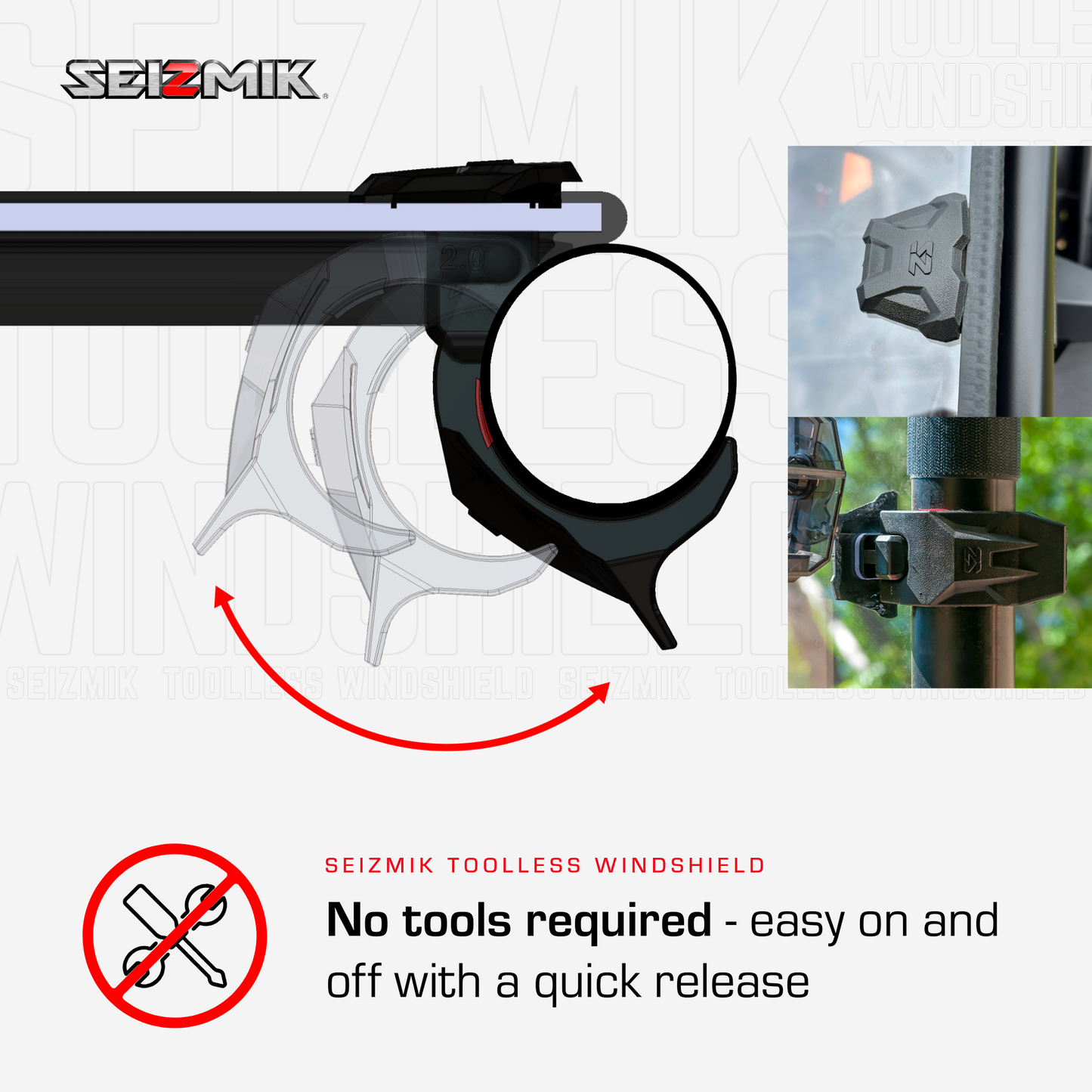 Seizmik Toolless Versa-Vent UV Resistant Polycarbonate Windshield Kit CFMOTO U10/U10 XL Pro
