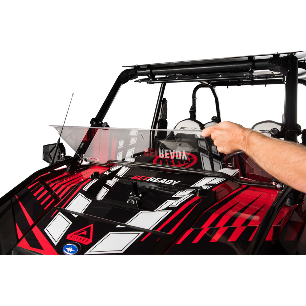 Tusk UTV Hard Coated Hinged Windshield +2-inch Polaris RZR 4 900 2014-2020 - Adventure Parts