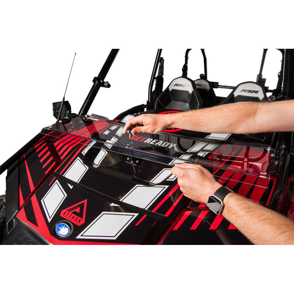 Tusk UTV Hard Coated Hinged Windshield +2-inch Polaris RZR 4 900 2014-2020 - Adventure Parts
