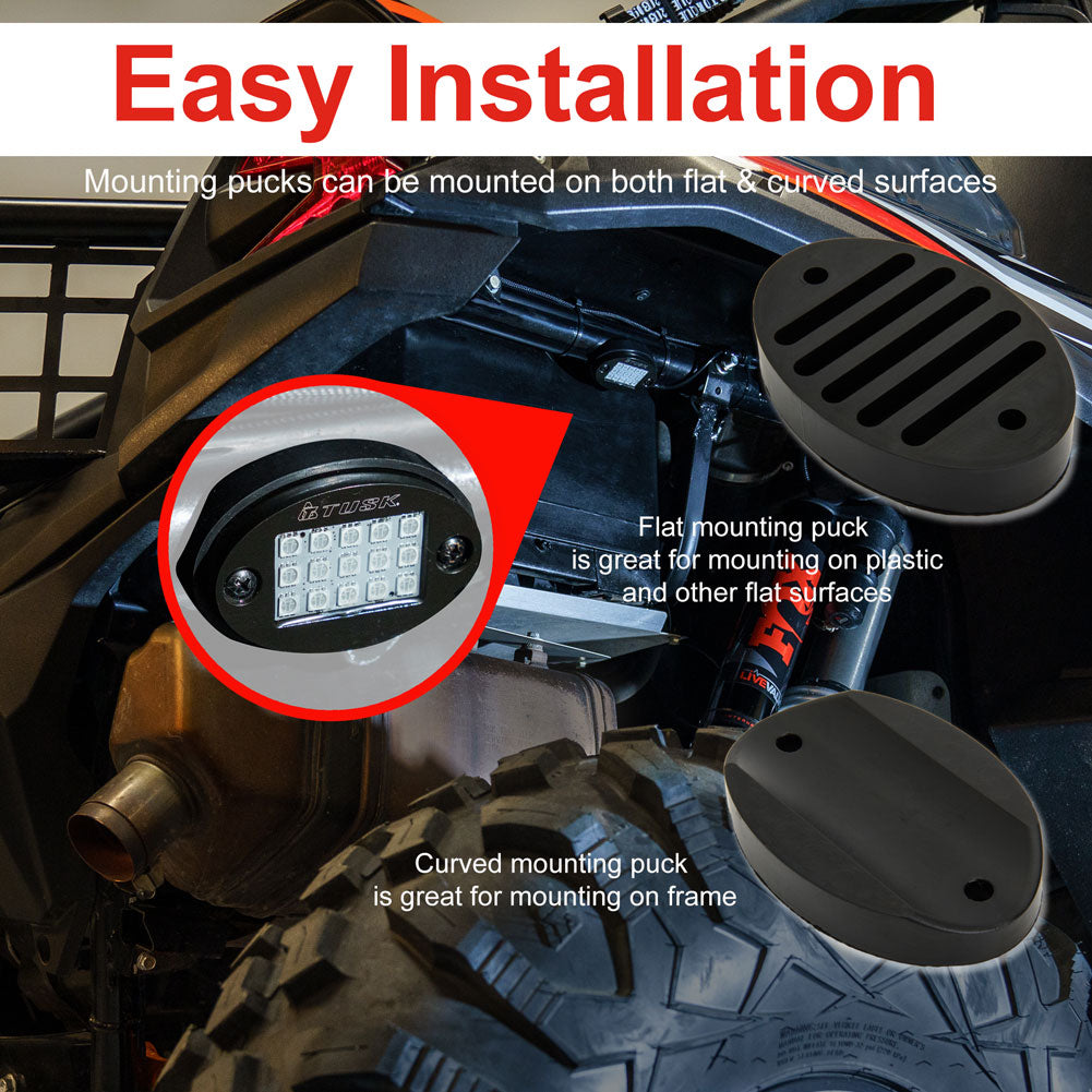 Tusk UTV LED Rock Light Kit and Lighted Whips - Adventure Parts
