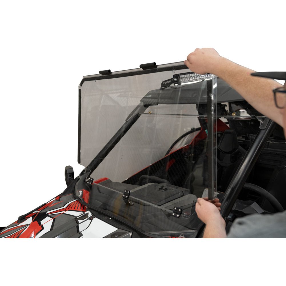 Tusk UTV Folding Detachable Polycarb Windshield Polaris RZR Pro XP 4 Premium 2020–2024 - Adventure Parts